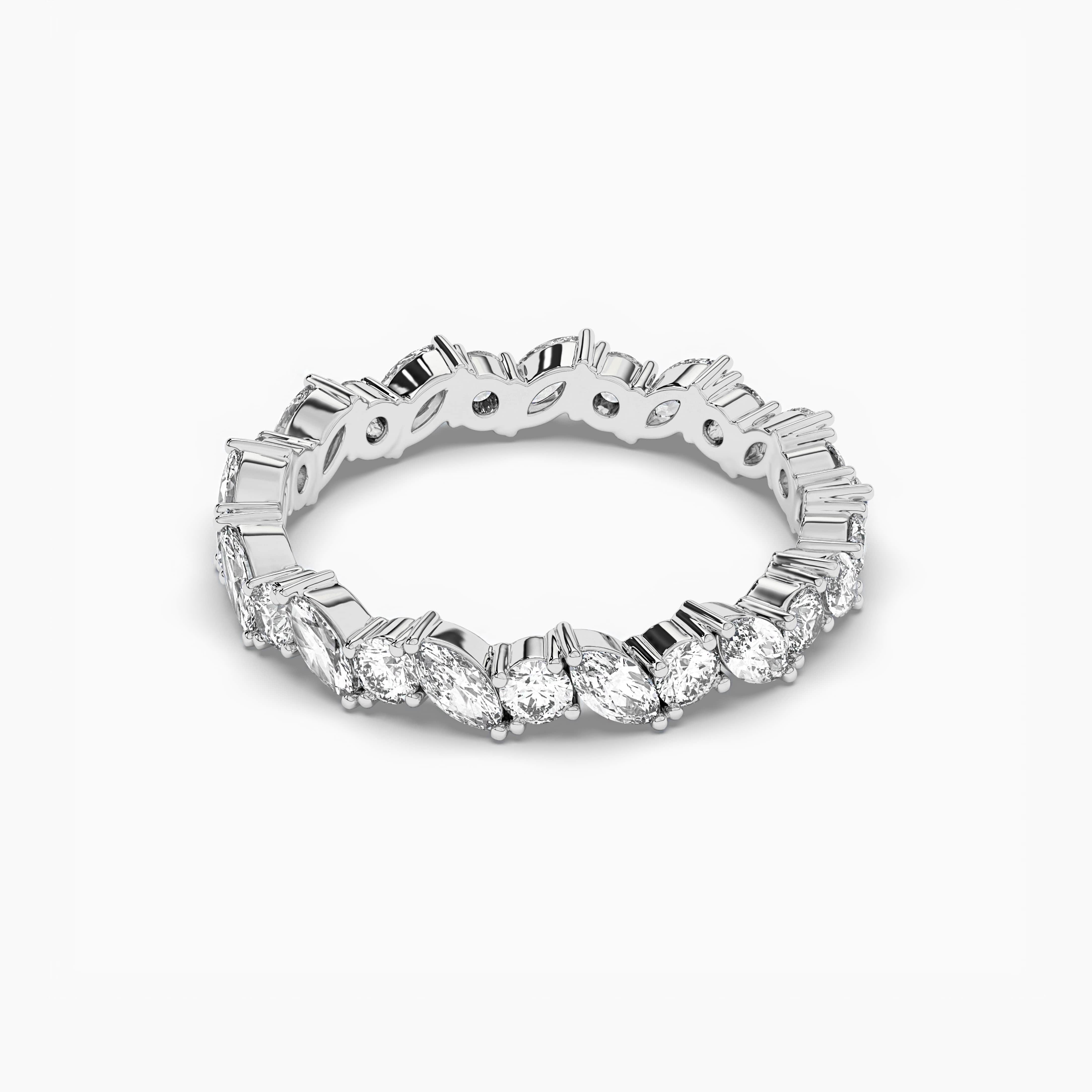 Multi Shape Eternity Wedding Band In Marquise And Round Cut Band In White Gold