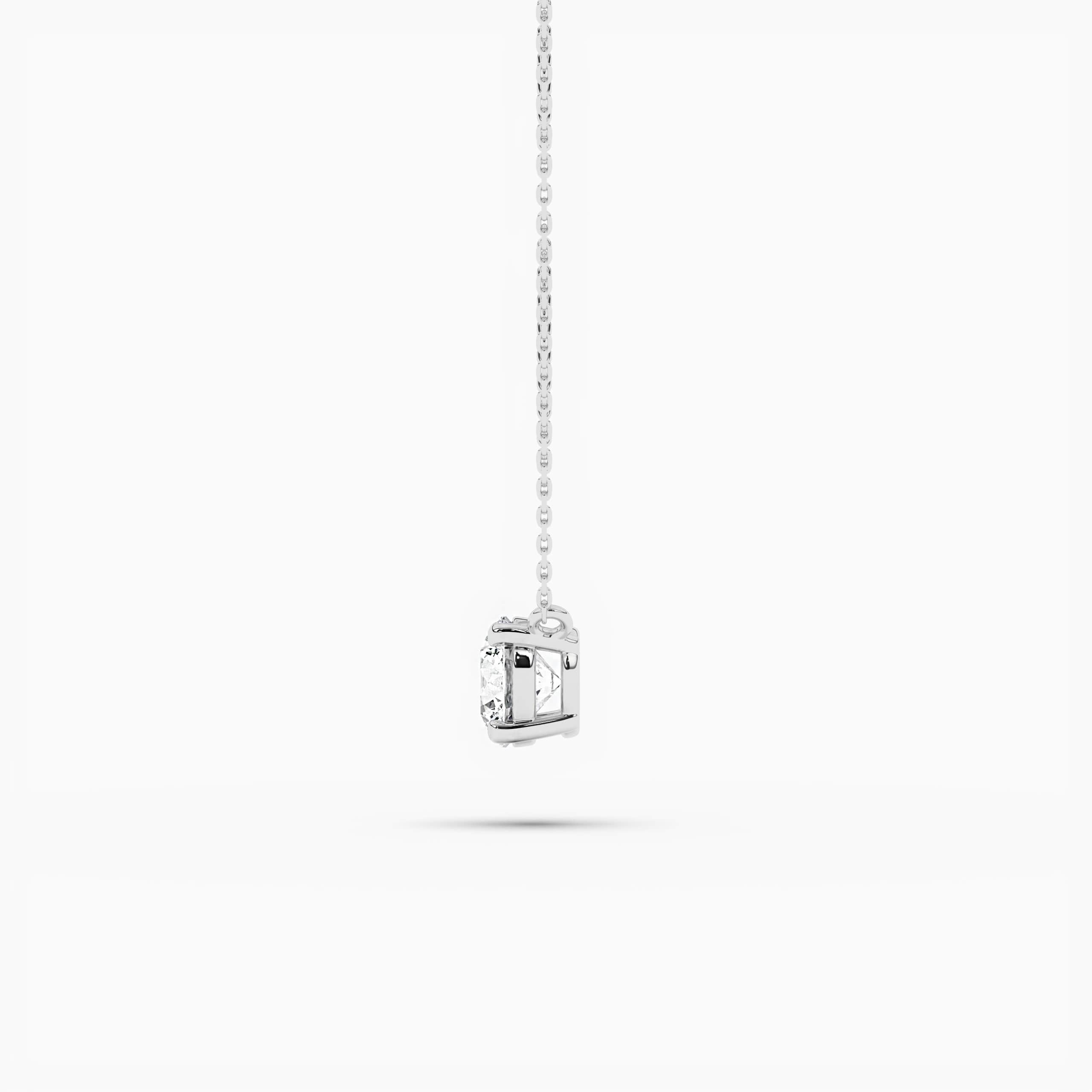 Round Four Prong Solitaire Pendant In White Gold 