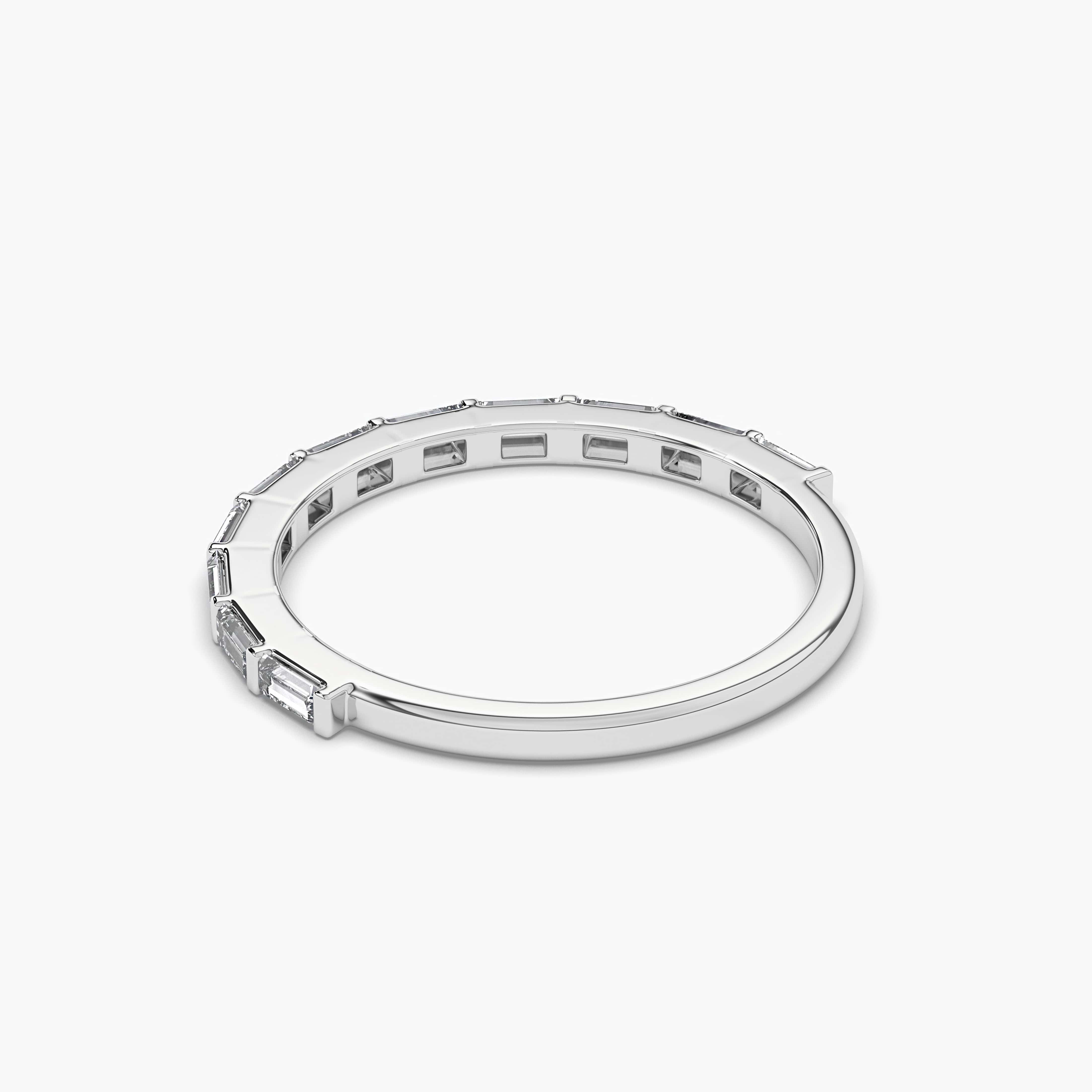 DIAMOND WEDDING BAND HALF ETERNITY RING WHITE GOLD BAGUETTE