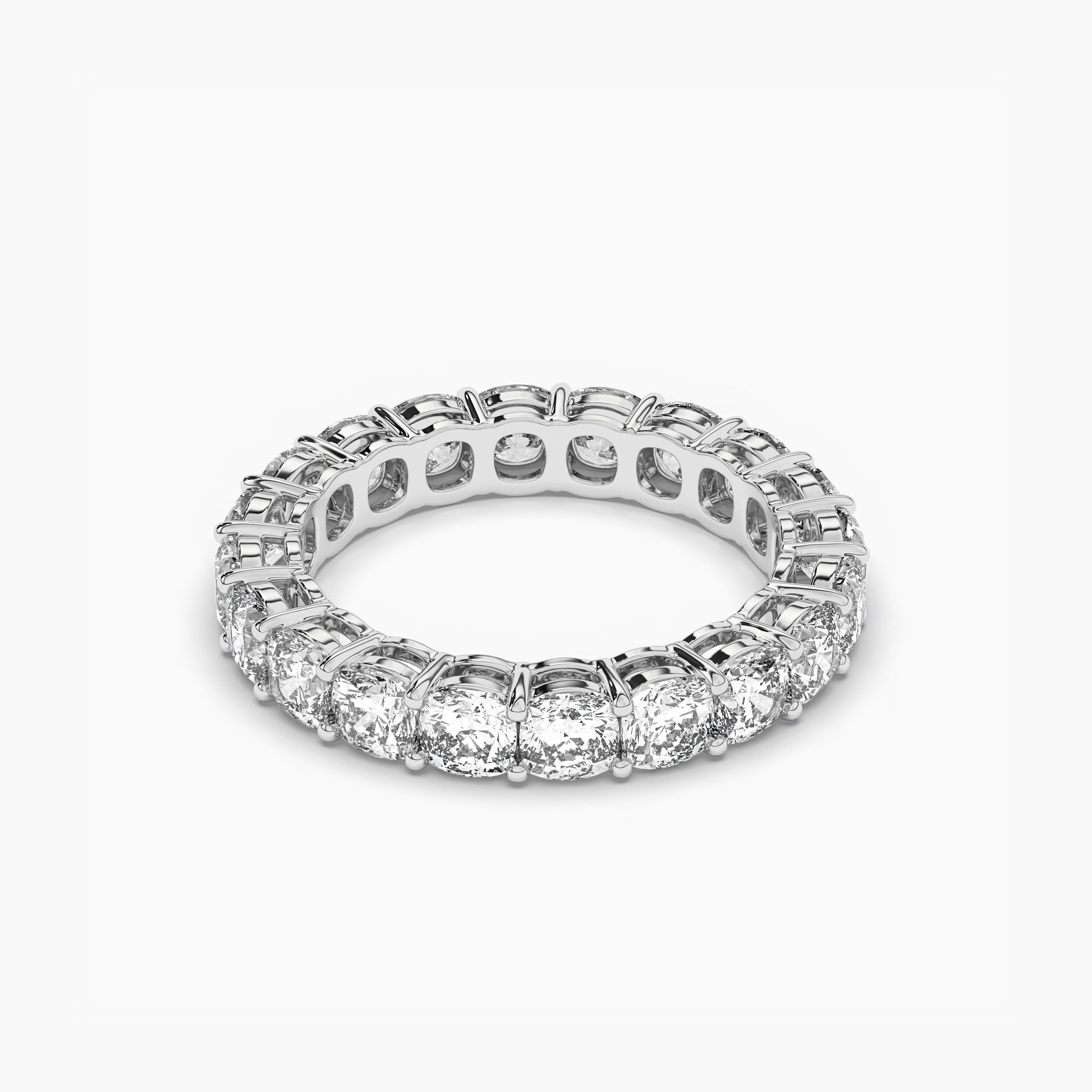 Eternity Ring with Prong Set Cushion Cut Diamonds in White Gold
