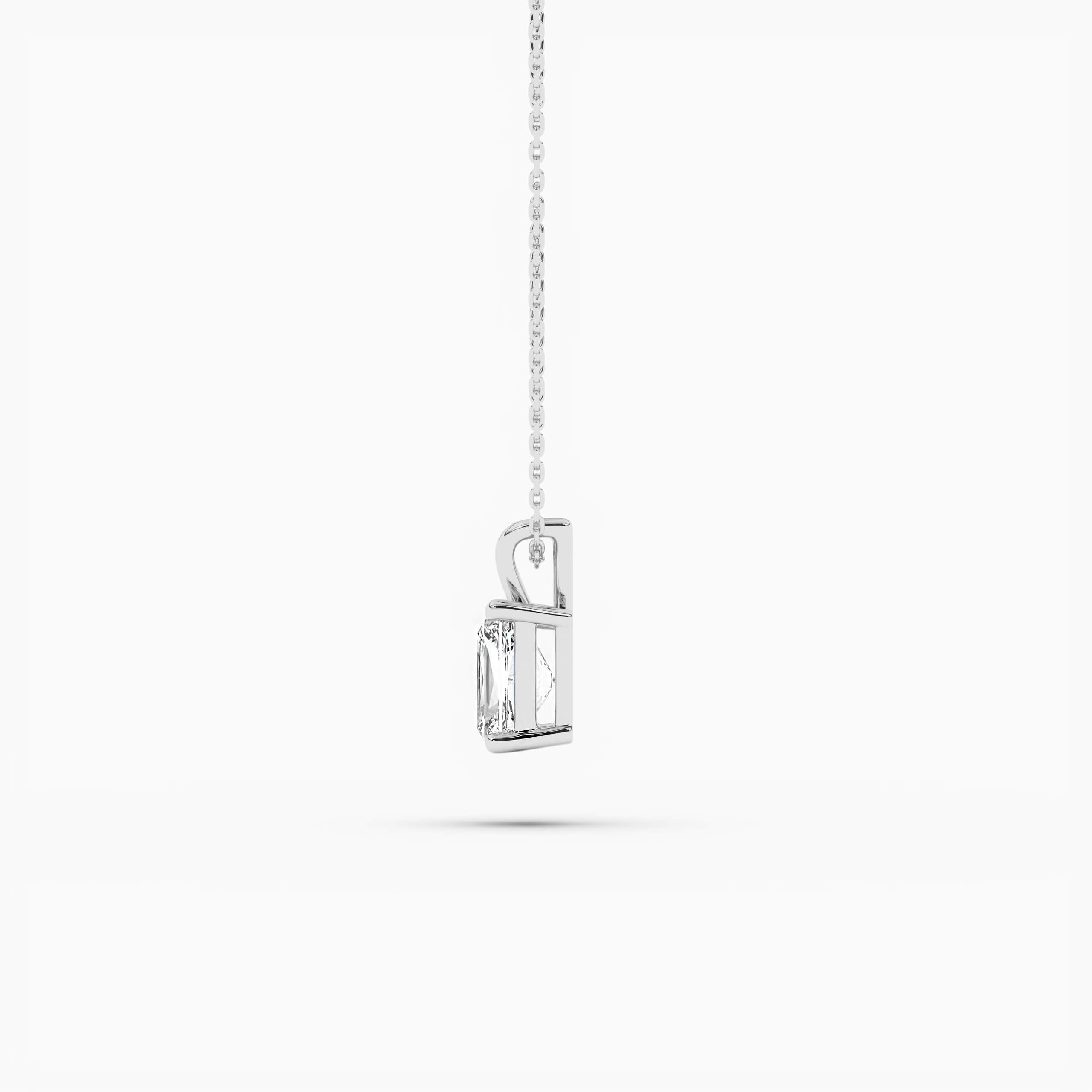 Radiant Solitaire Neckless with White Diamond in White Gold