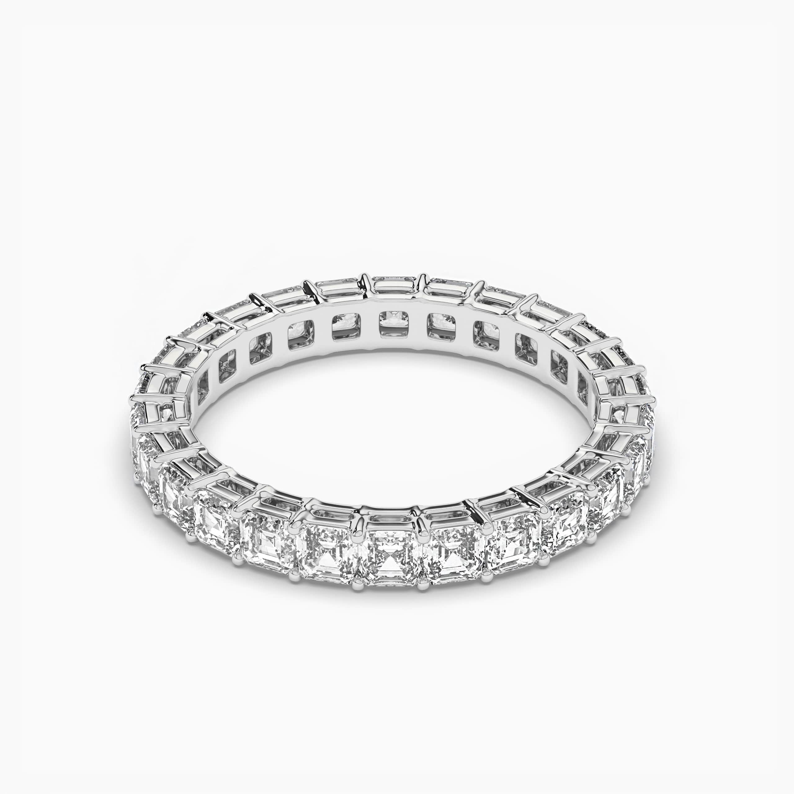 Asscher Cut Diamond Eternity Band in White Gold