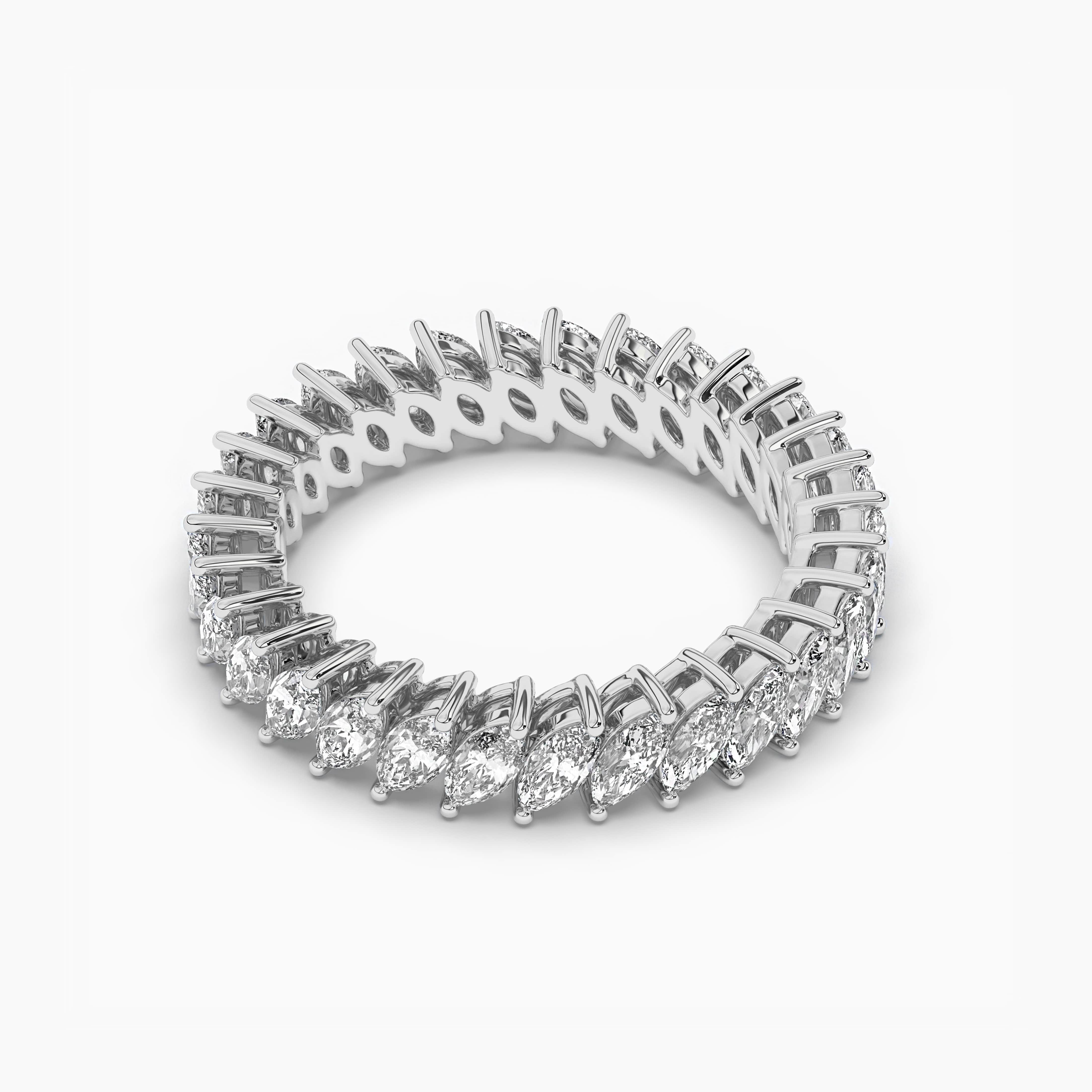 Marquise Lab Grown Diamond Eternity Band Ring In White Gold