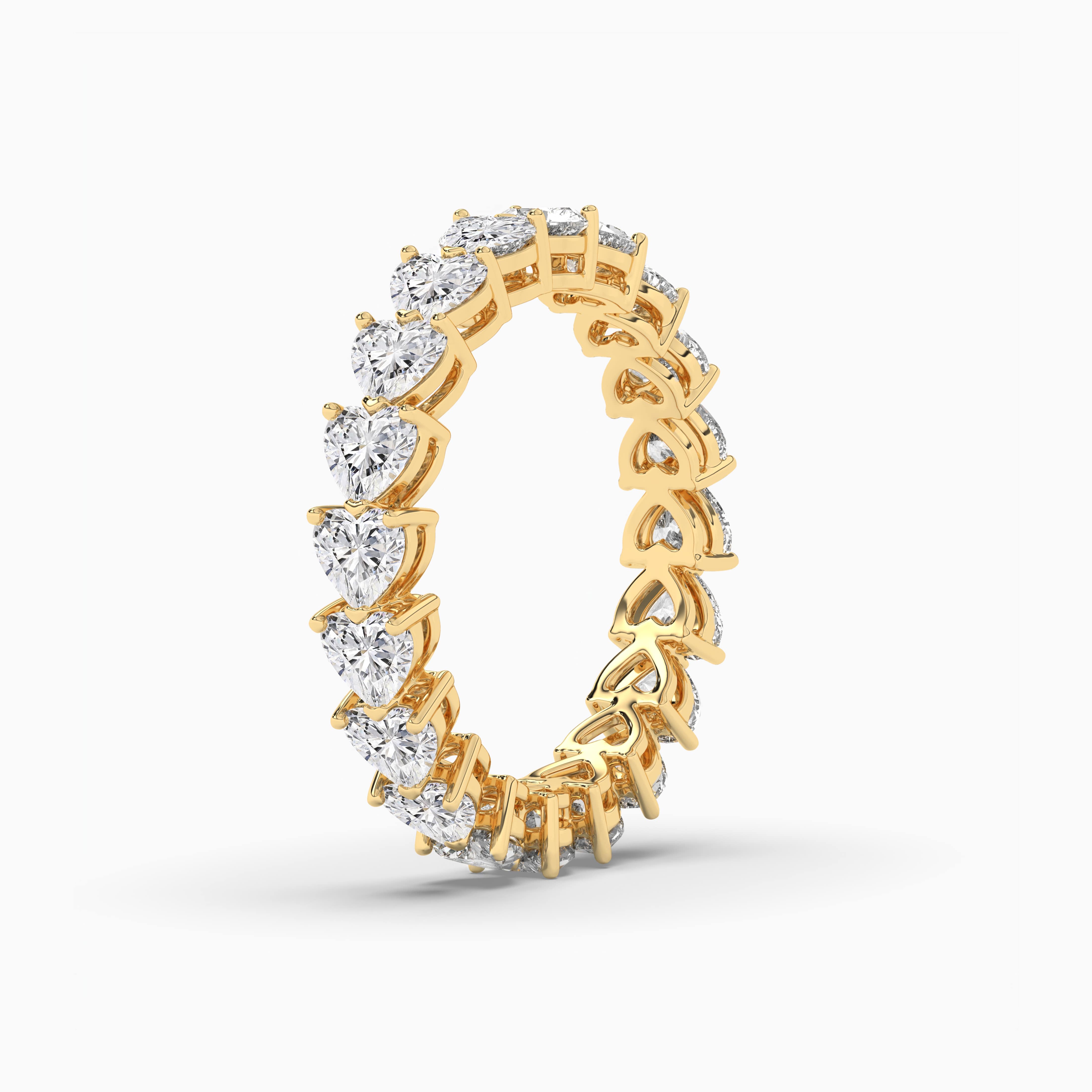 Heart Shape Diamond Wedding Band Full Eternity Ring Yellow Gold