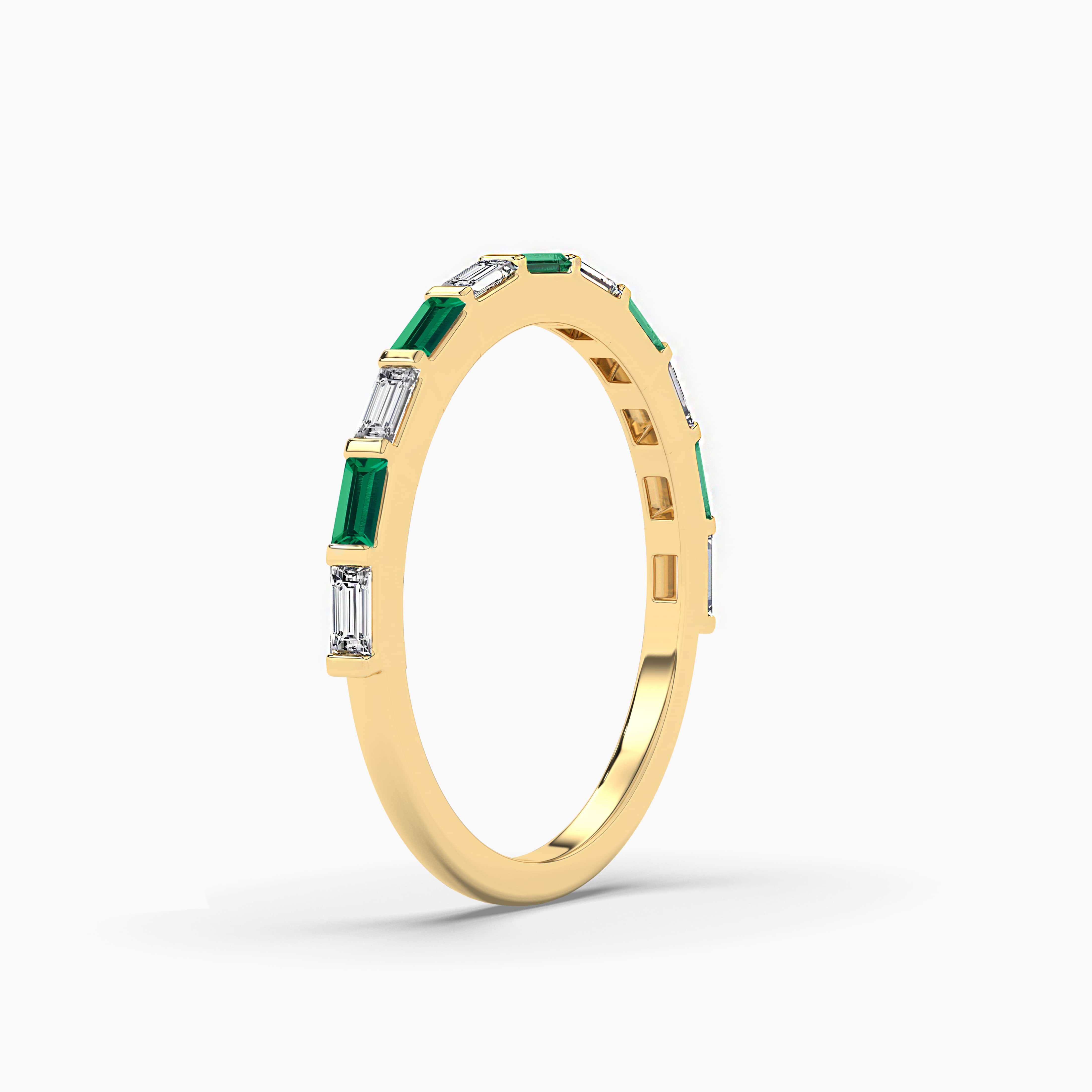 Emerald Baguette and Diamond Wedding Ring