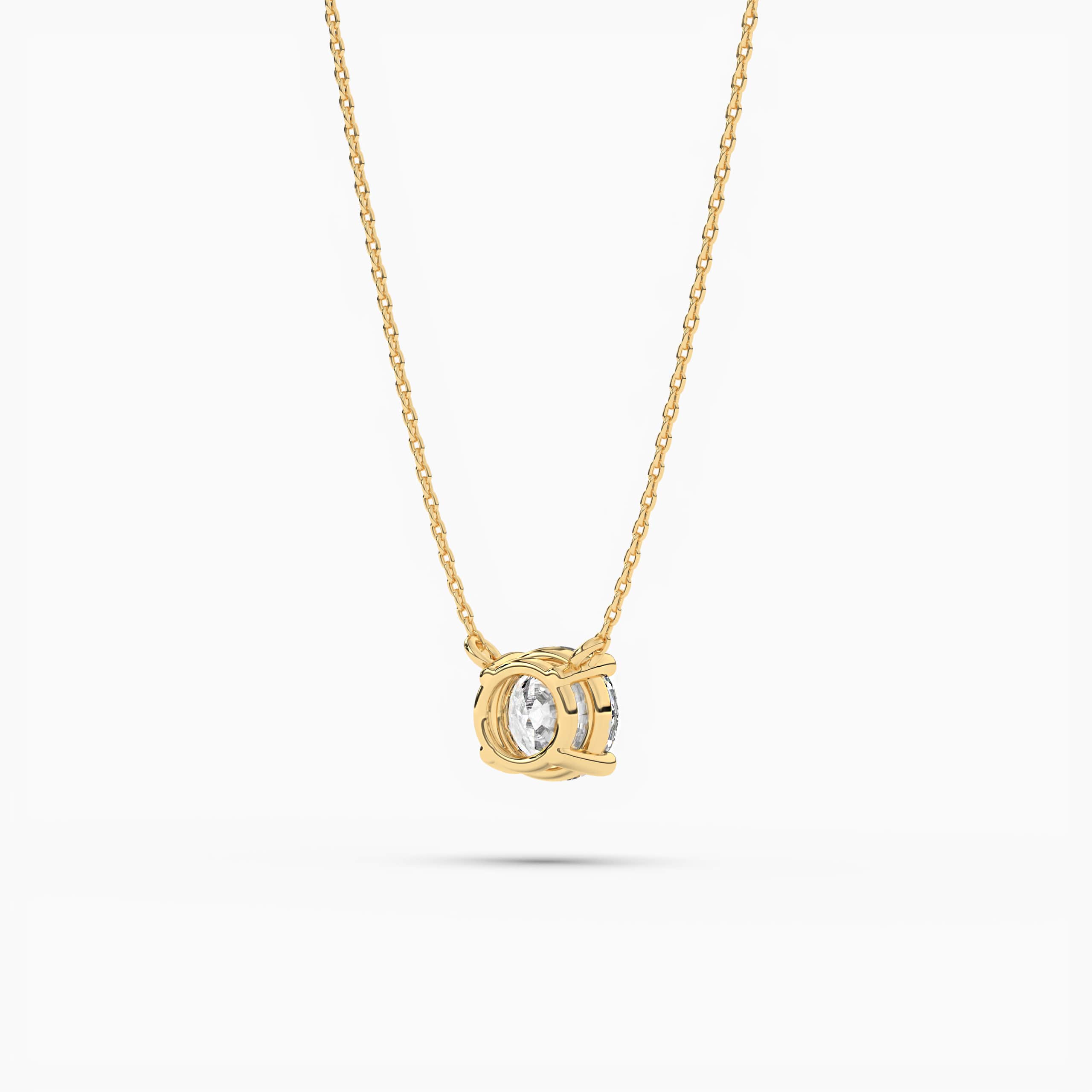 Yellow Gold Round Cut Moissanite Stone Pendant Necklace