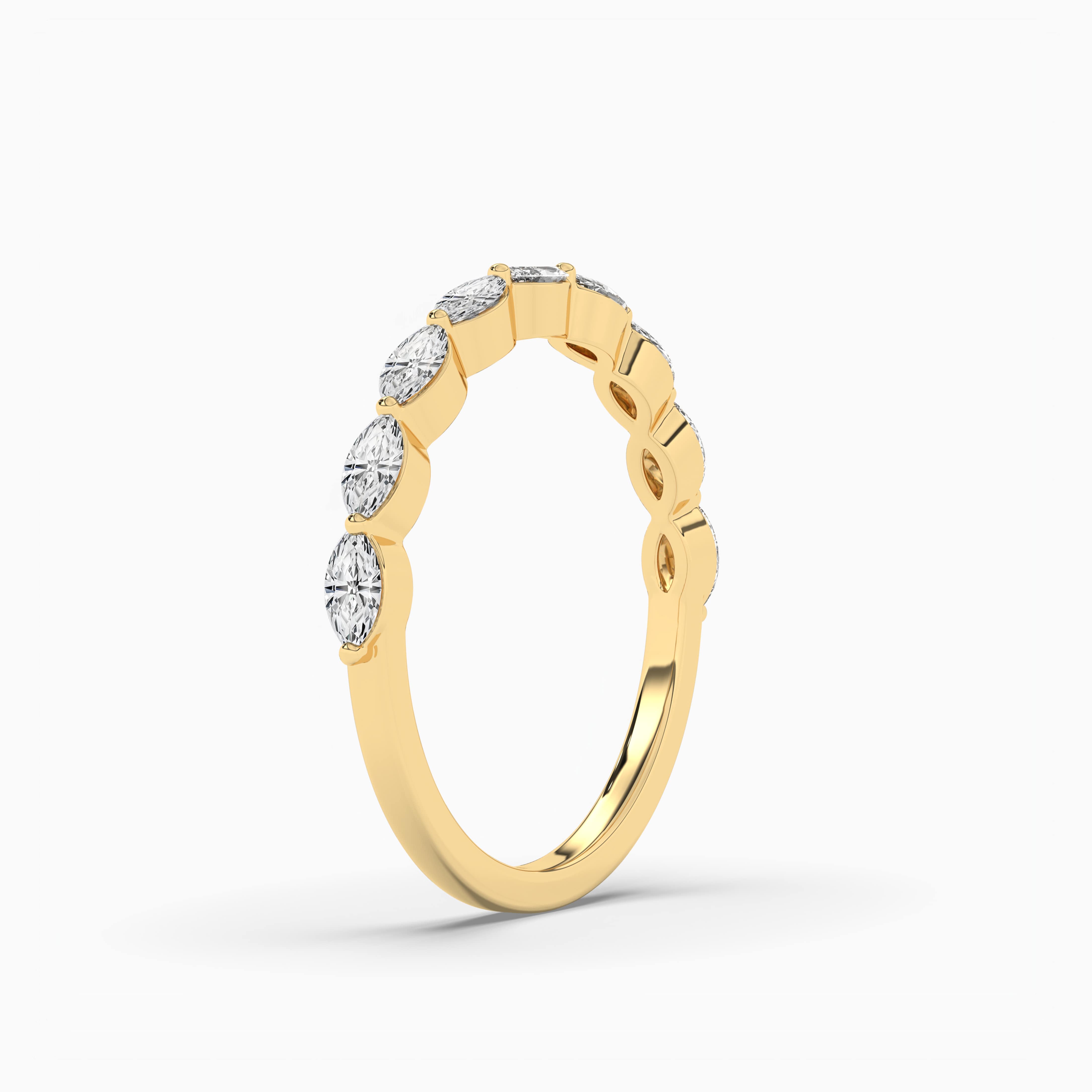 Marquise Diamond Half Eternity Band In Yellow Gold