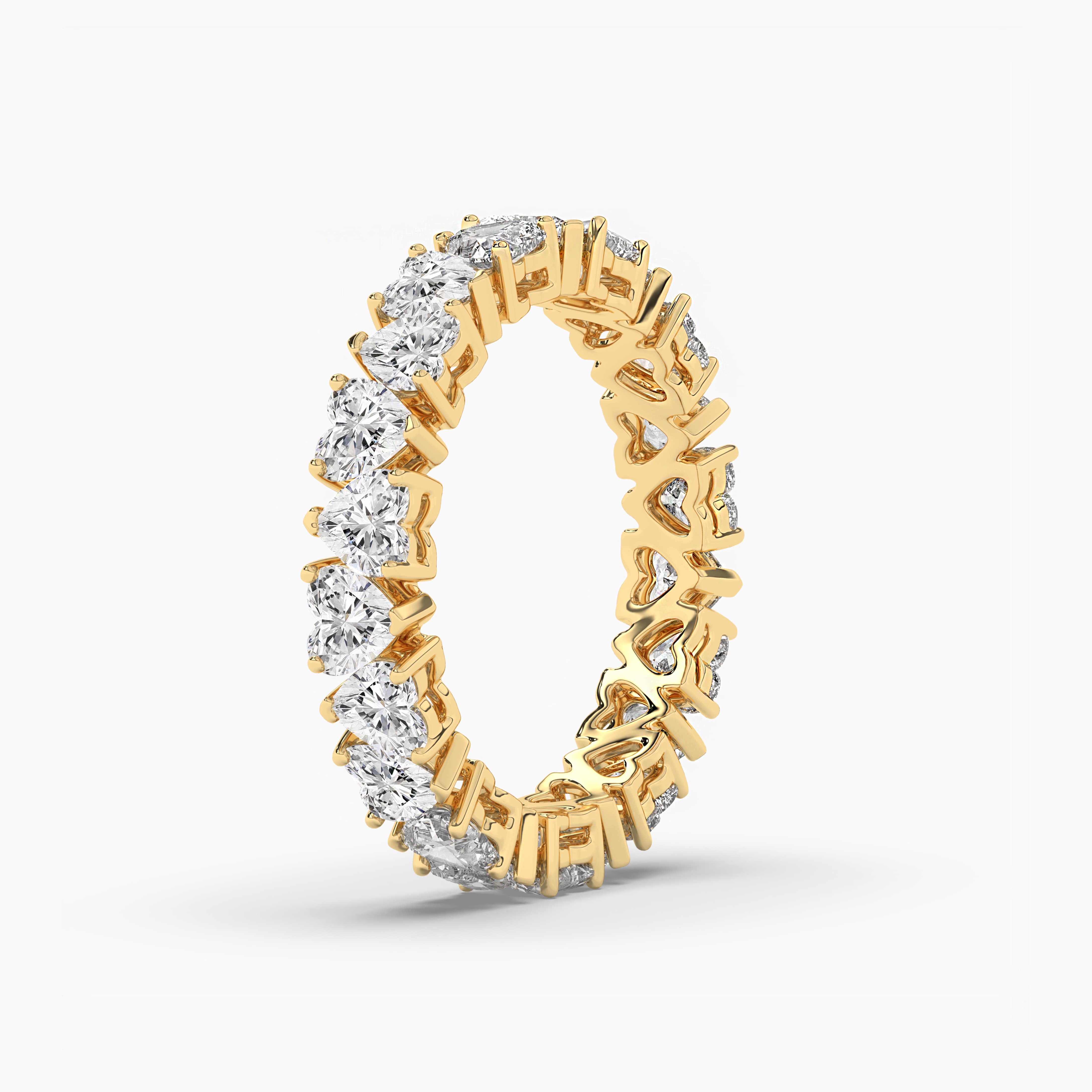 Heart Diamond Eternity Band In Yellow Gold