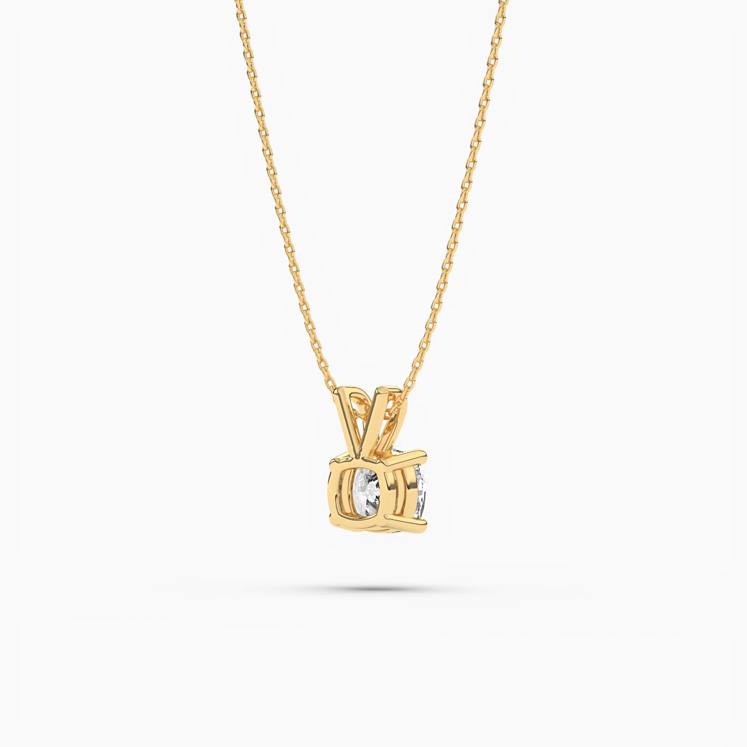 Cushion Cut Diamond Solitaire Necklace Yellow Gold