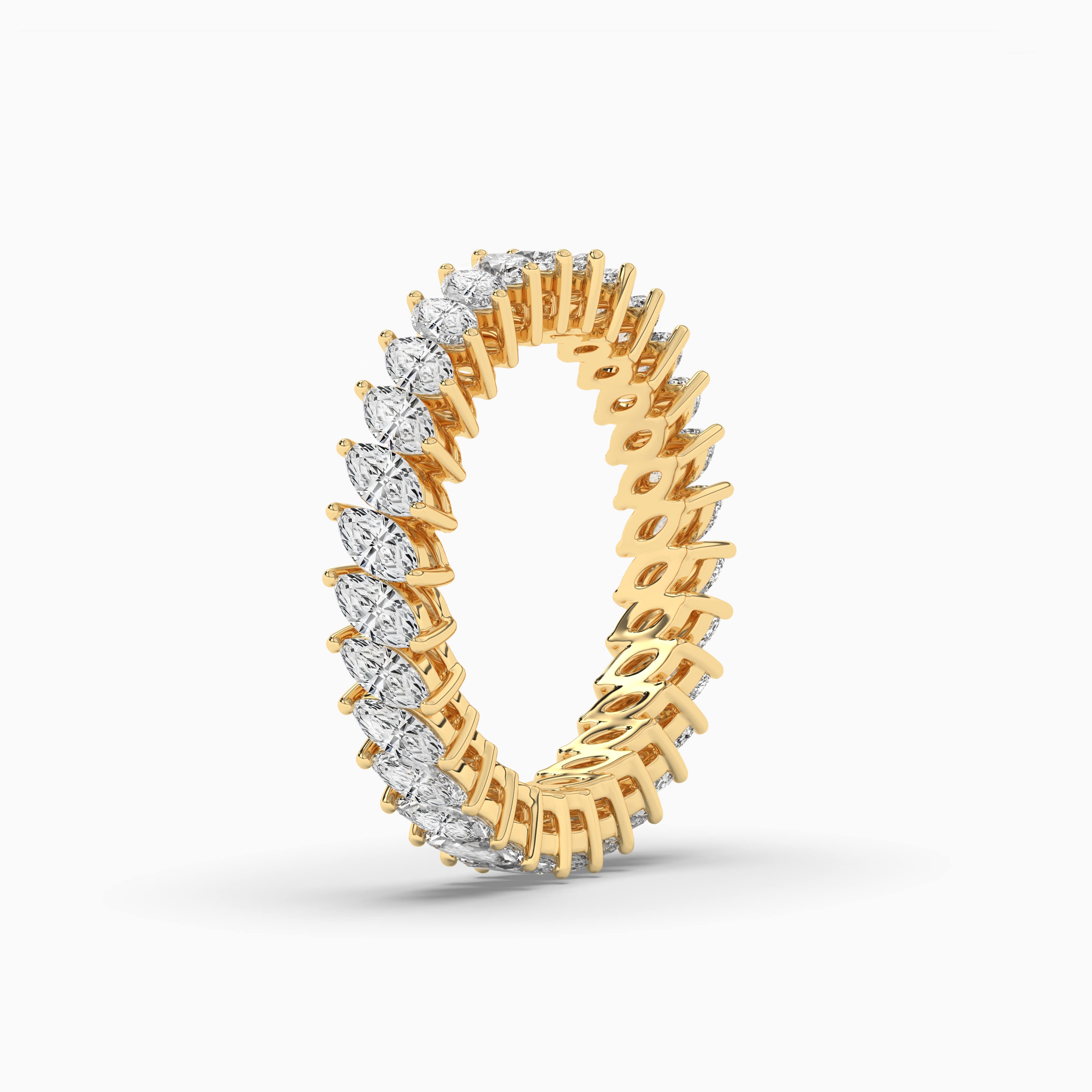 Yellow Gold Marquise Diamond Eternity Band Ring For Woman