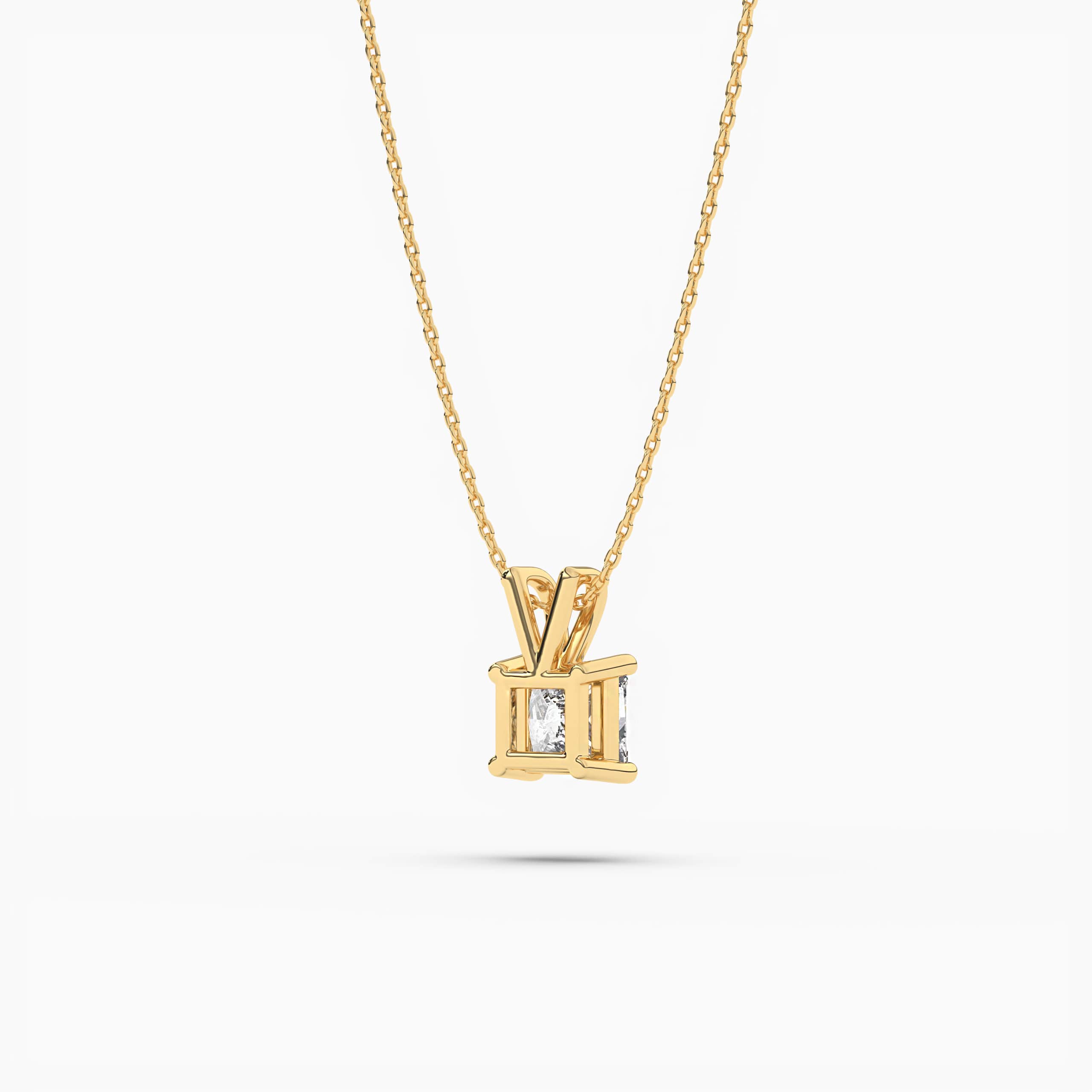 Yellow Gold Princess Cut Diamond Solitaire Pendant