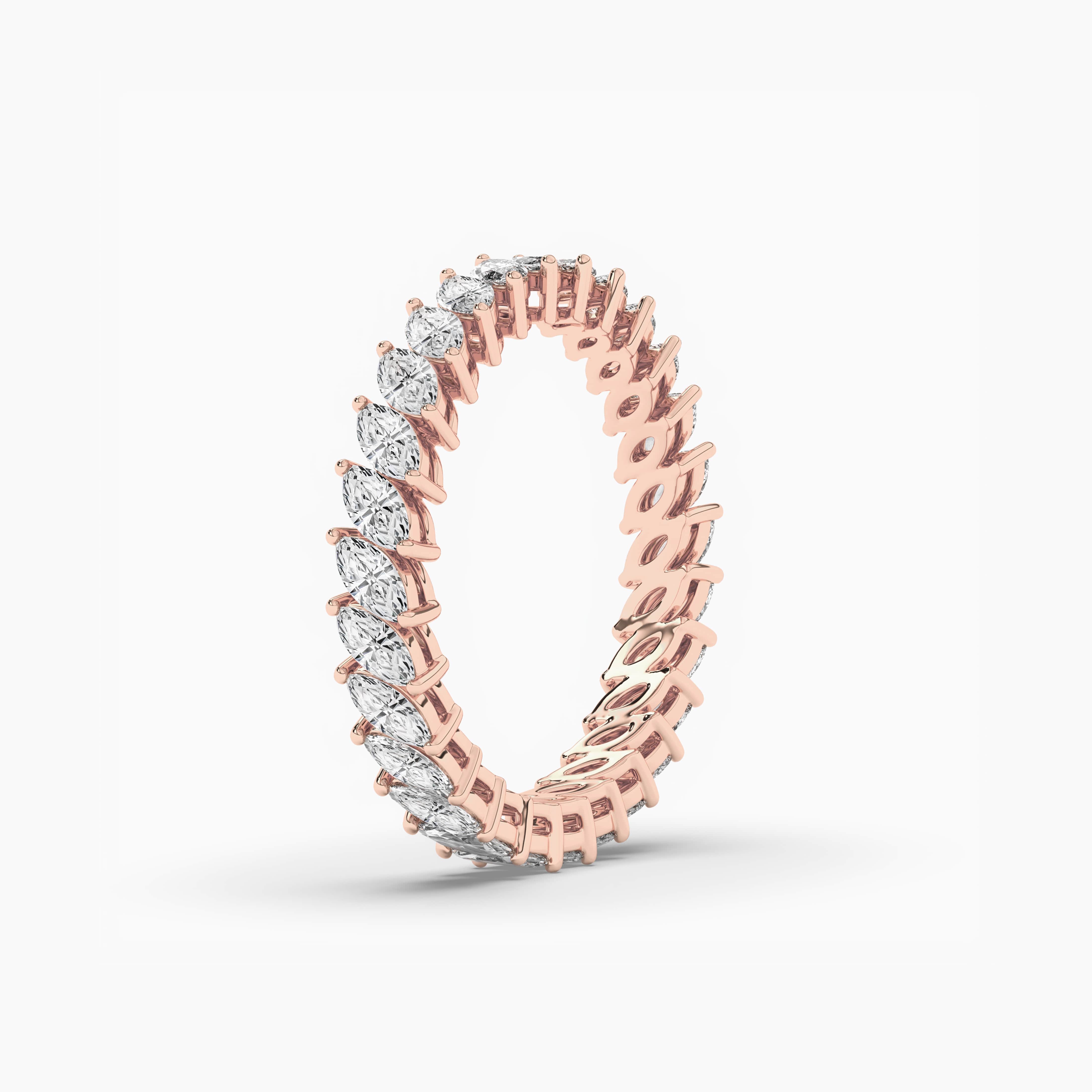 Marquise Cut Lab Grown Diamond Eternity Wedding Band In Rose Gold