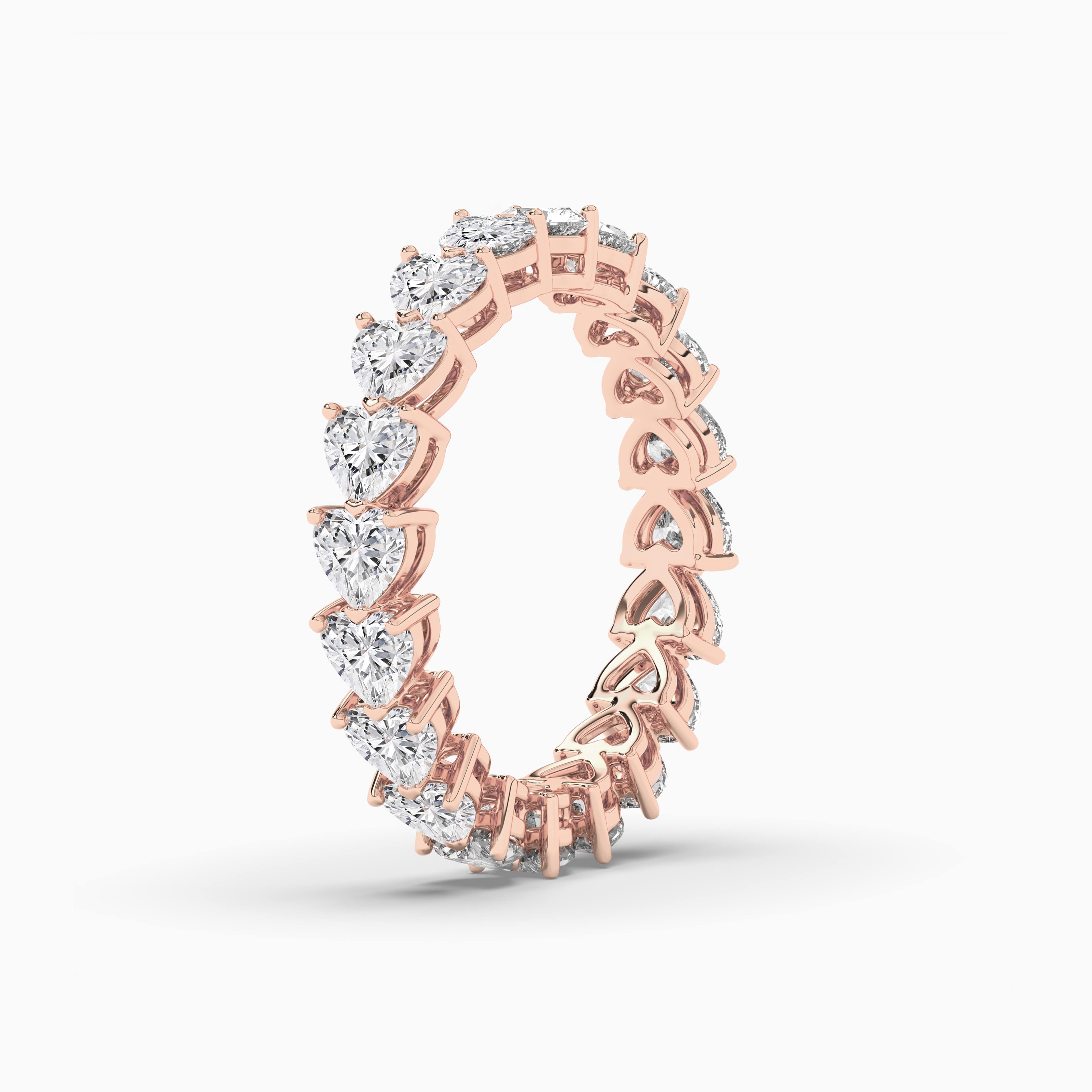 Eternity Ring with Heart Shaped Diamonds in Rose Gold