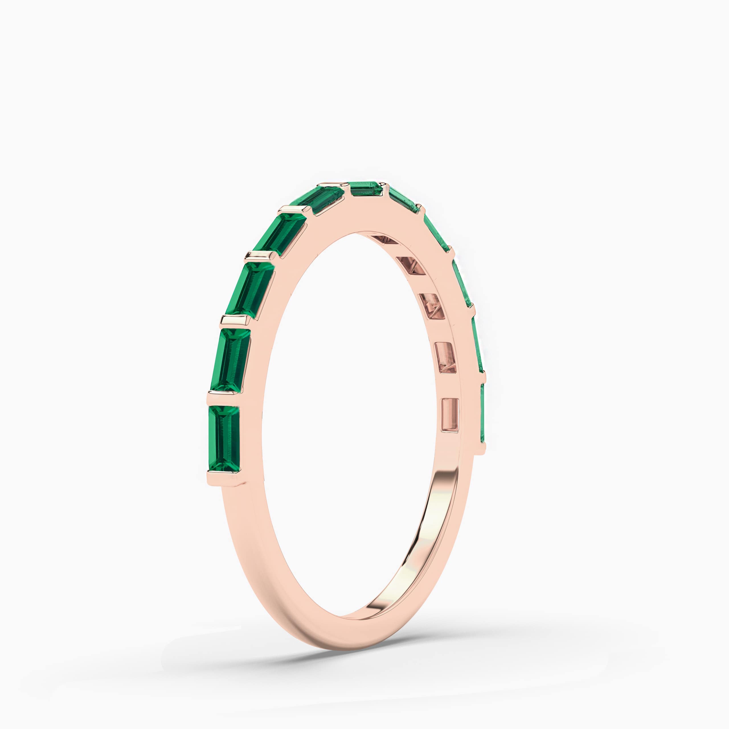 Half Eternity Emerald Wedding Ring In rose Gold