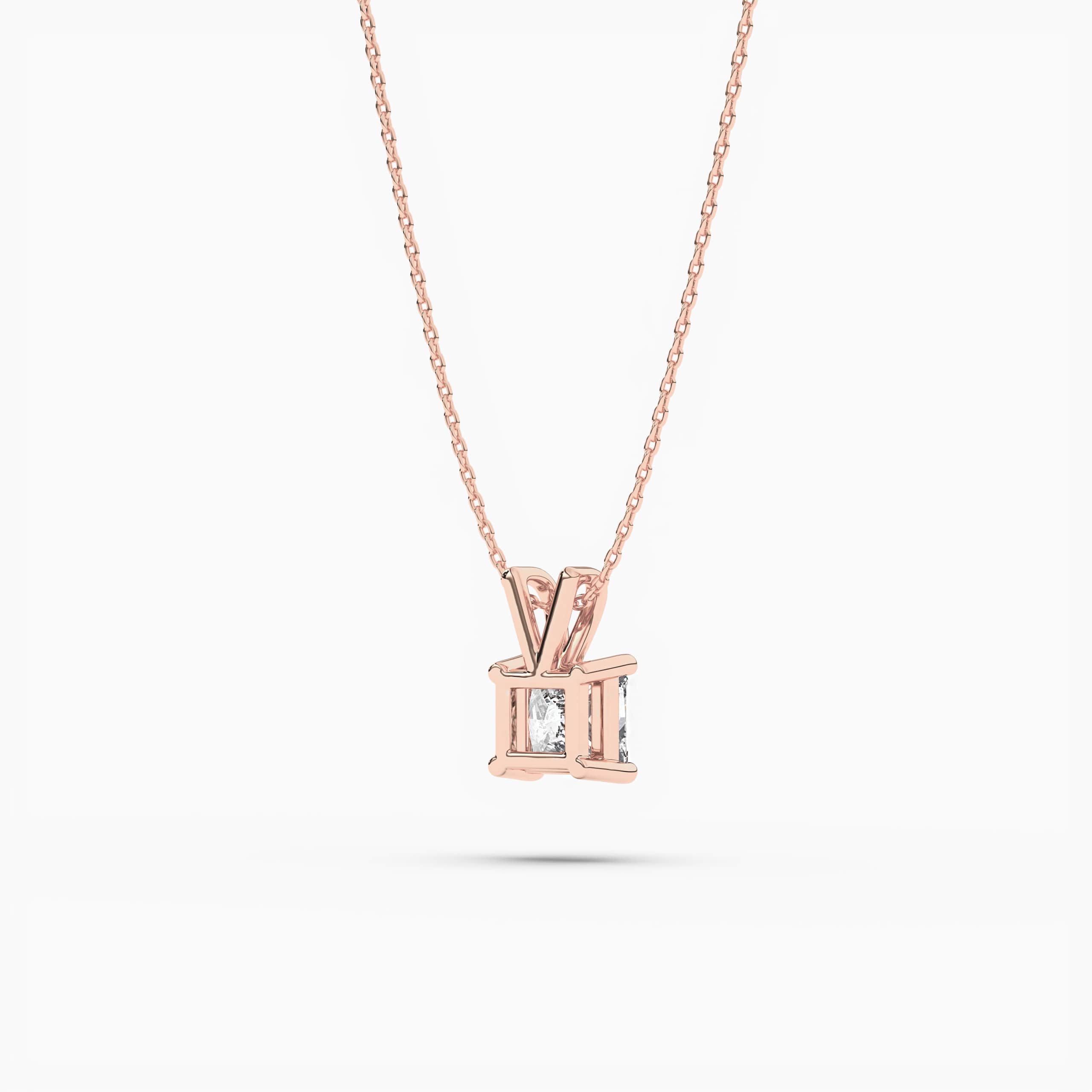  Princess Cut Diamond Necklace In Rose Gold For Woman's