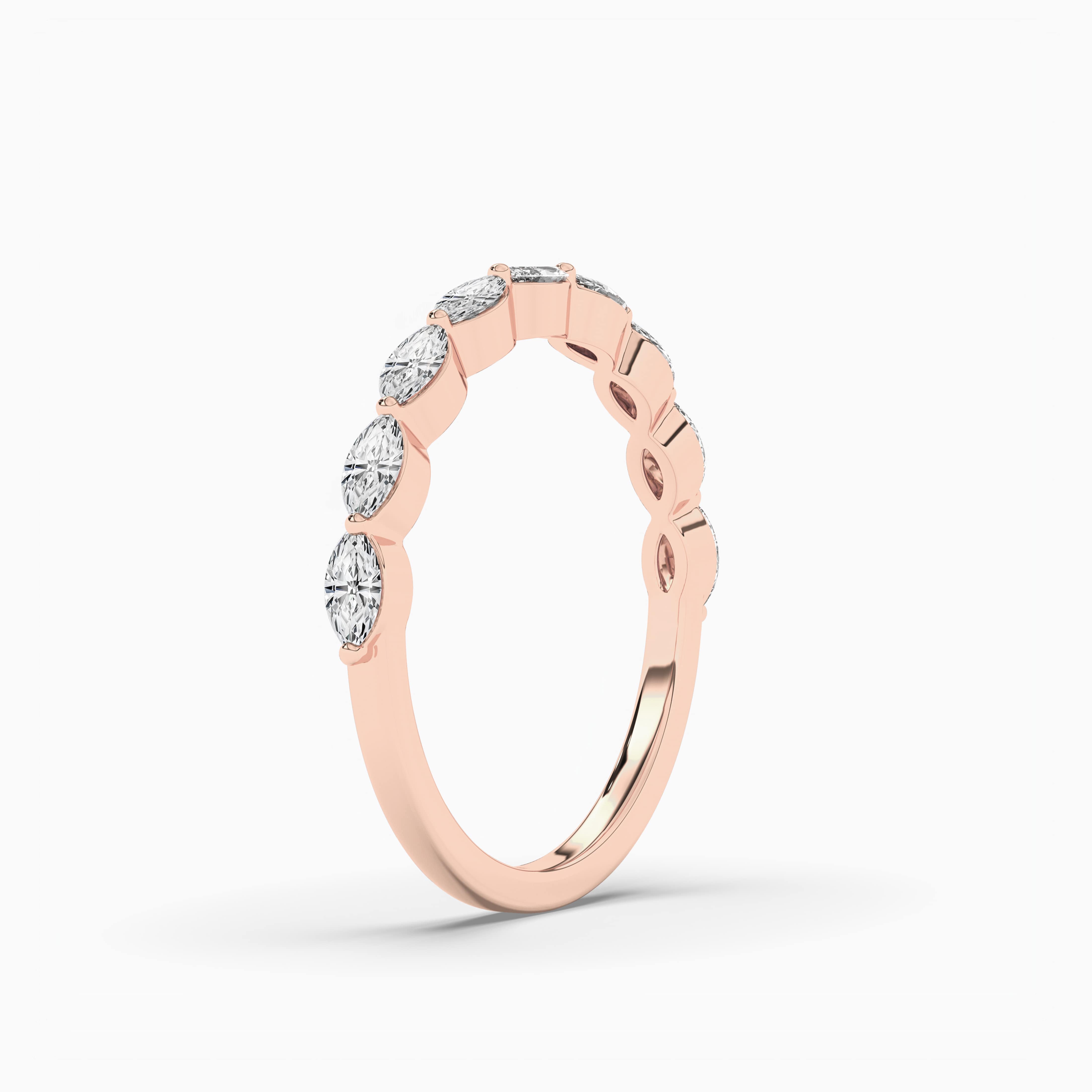 Marquise Diamond Half Eternity Band In Rose Gold