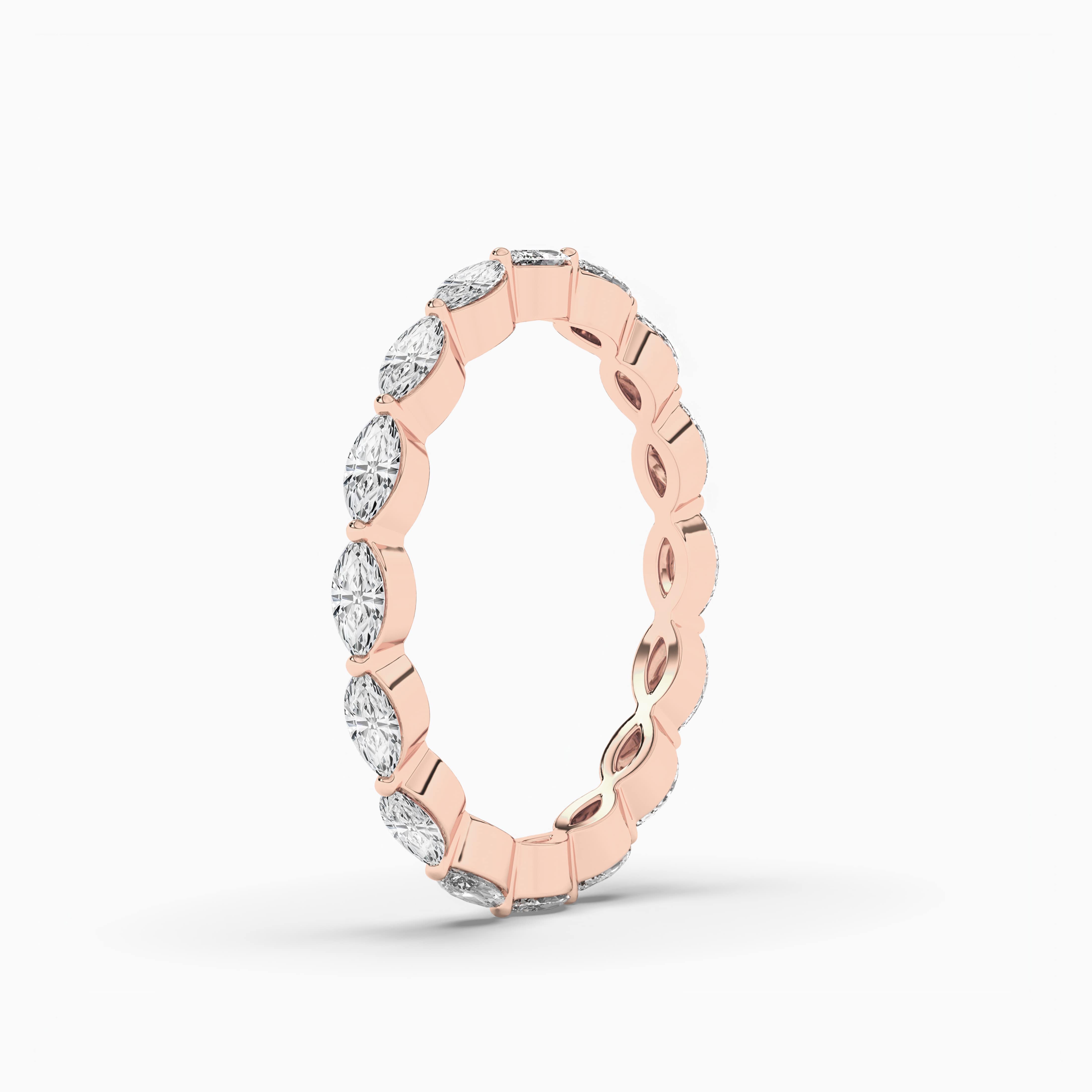 East-west Marquise Diamond Eternity Wedding Ring In Rose Gold