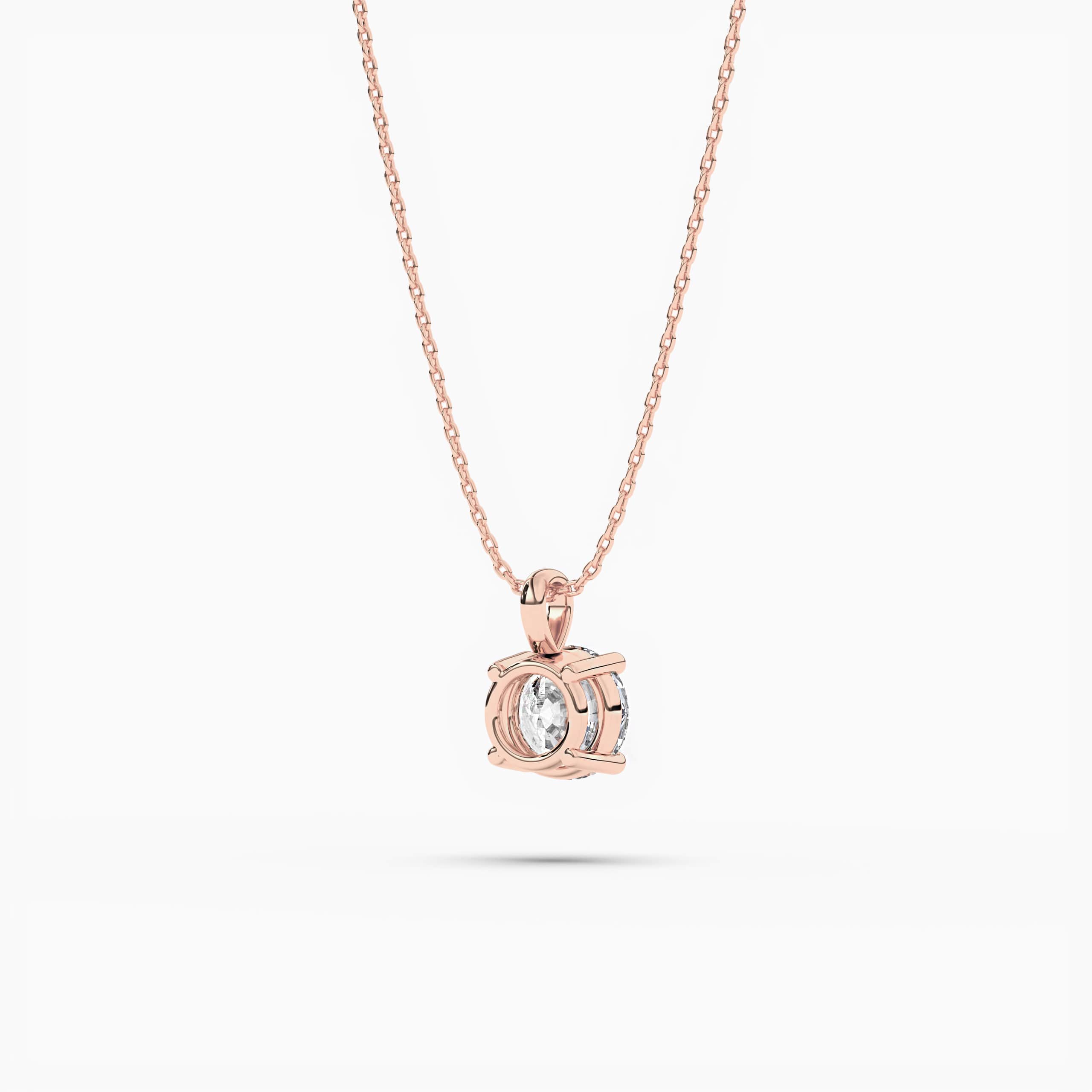Round Cut Diamond Double Pendant Necklace in Rose Gold