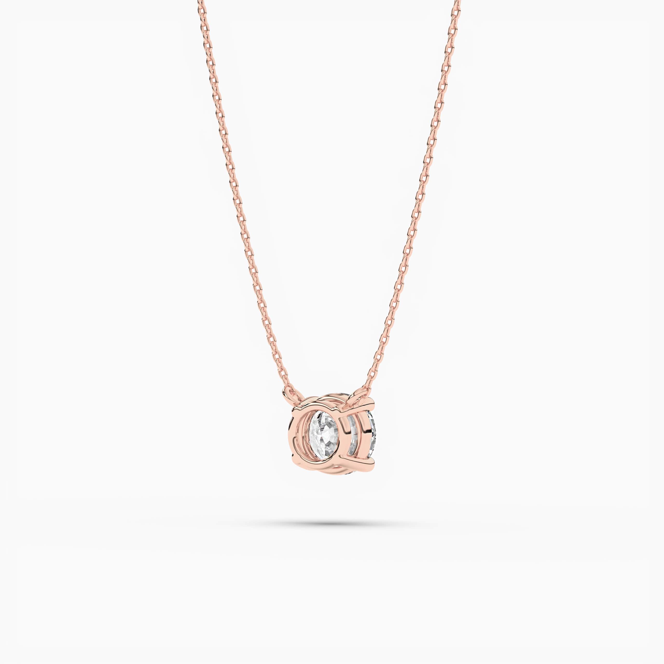 Round-Cut Diamond Solitaire Pendant in Rose Gold For Woman's 