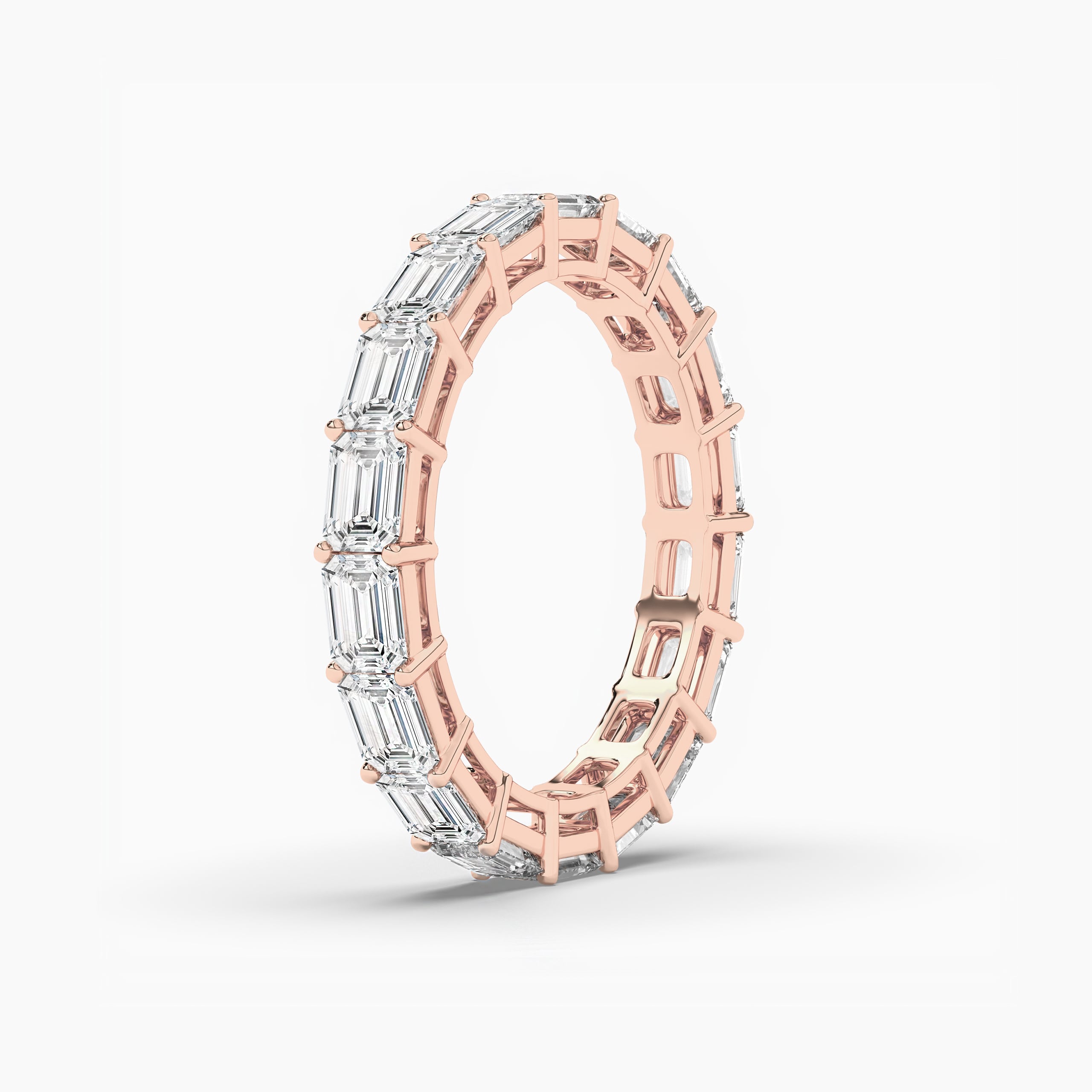 East-West Emerald Lab Grown Diamond Eternity In Rose Gold