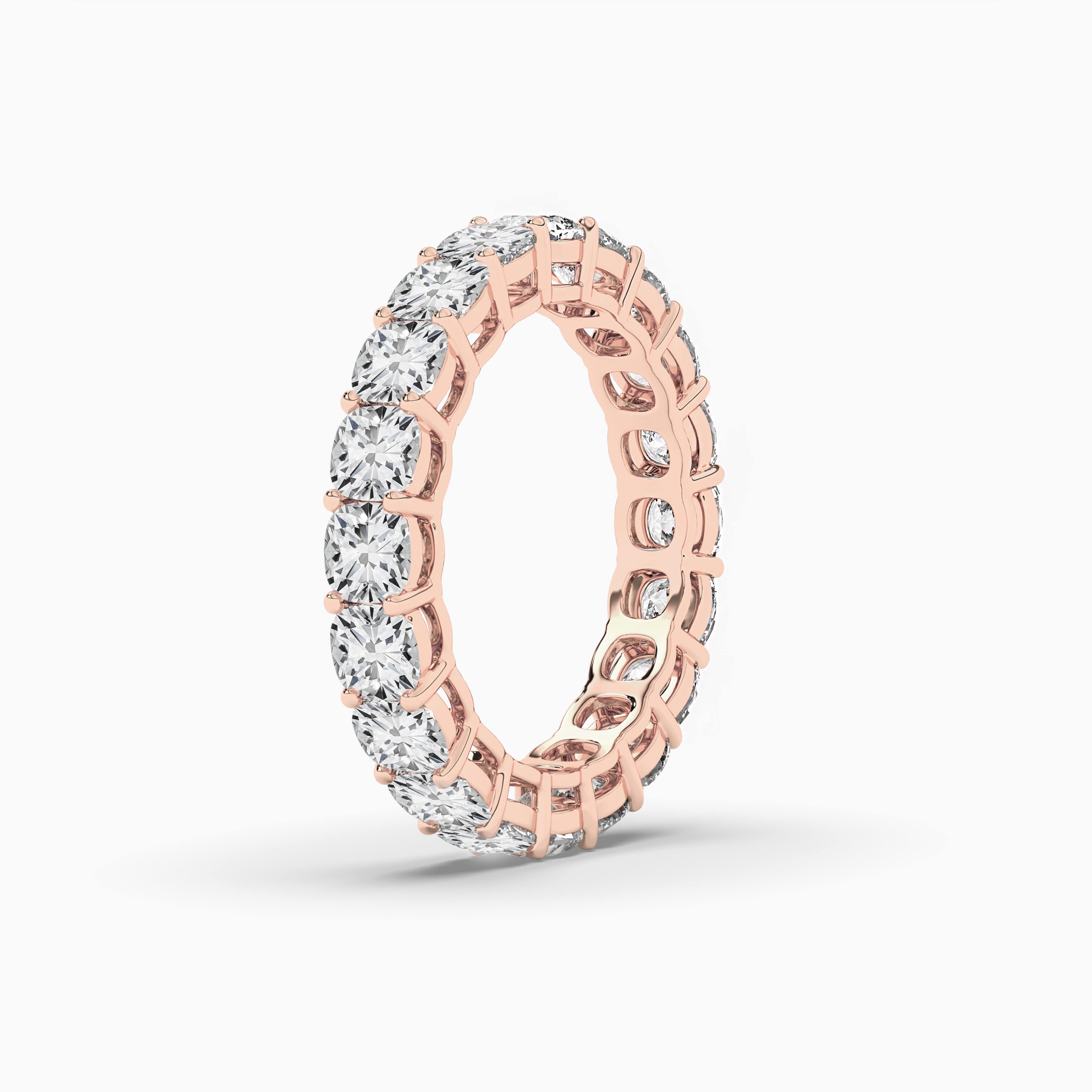 Eternity Ring with Cushion Cut Diamonds in Rose Gold