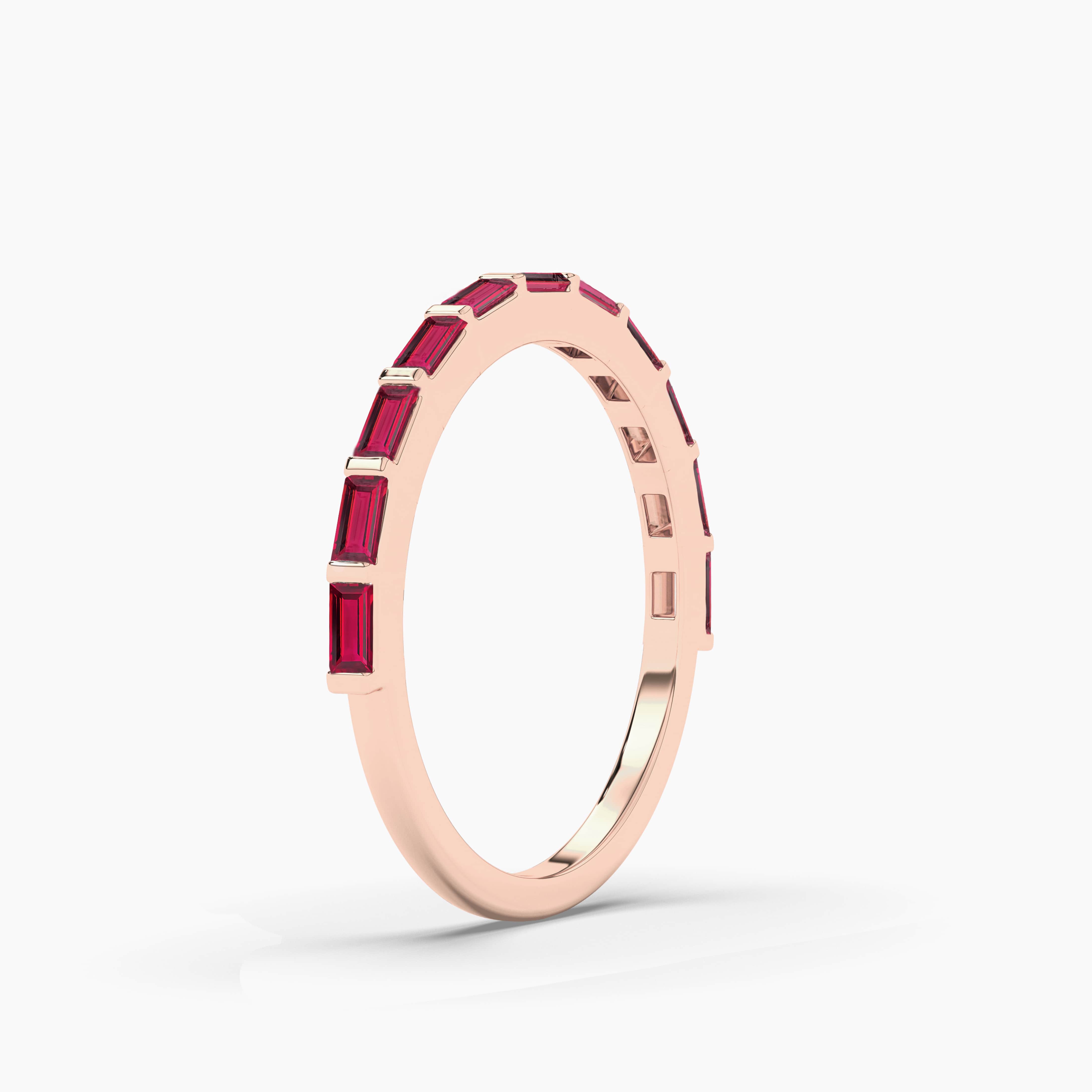 Rose Gold Ruby Baguette Wedding Band