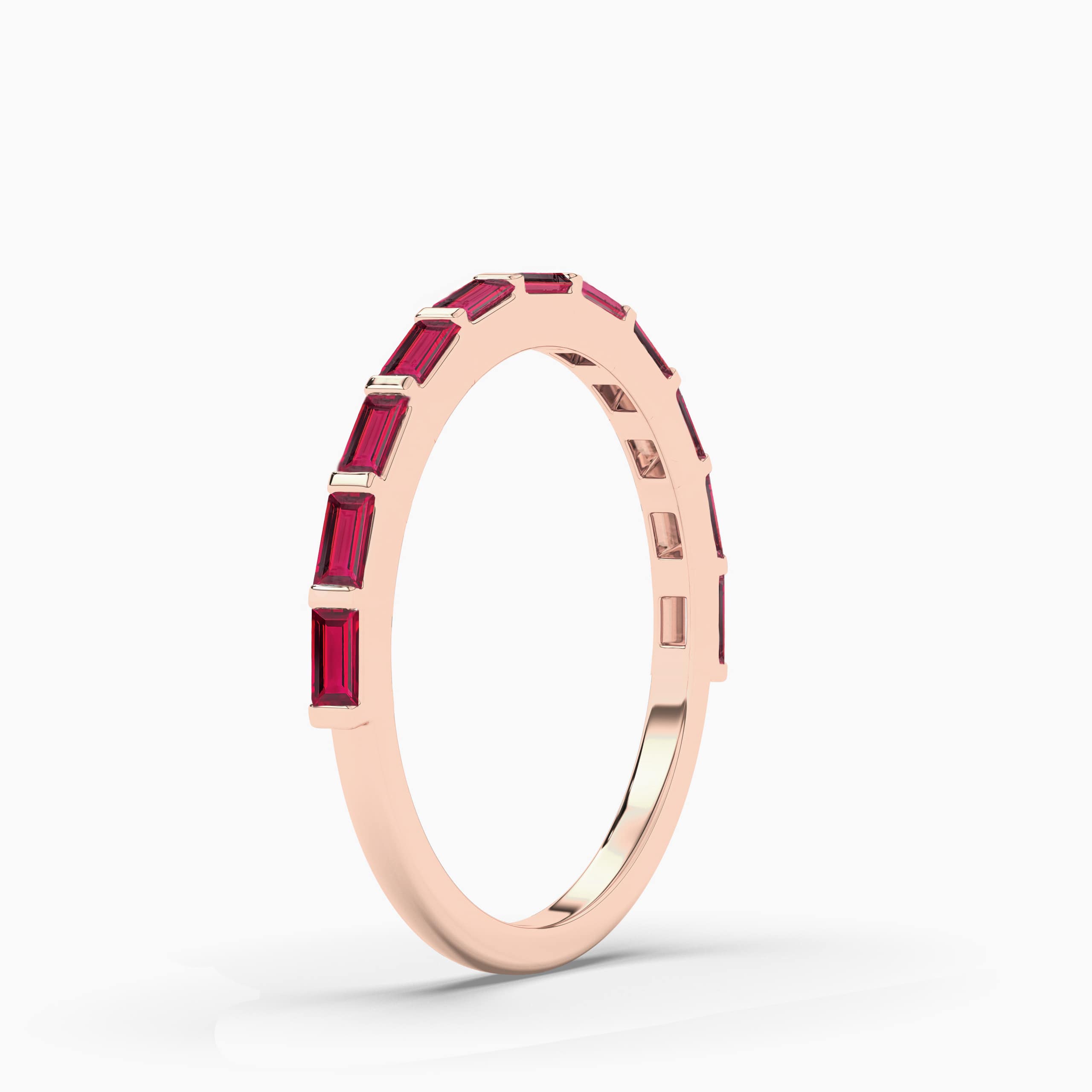 Ruby Baguette Eternity Band In Rose Gold