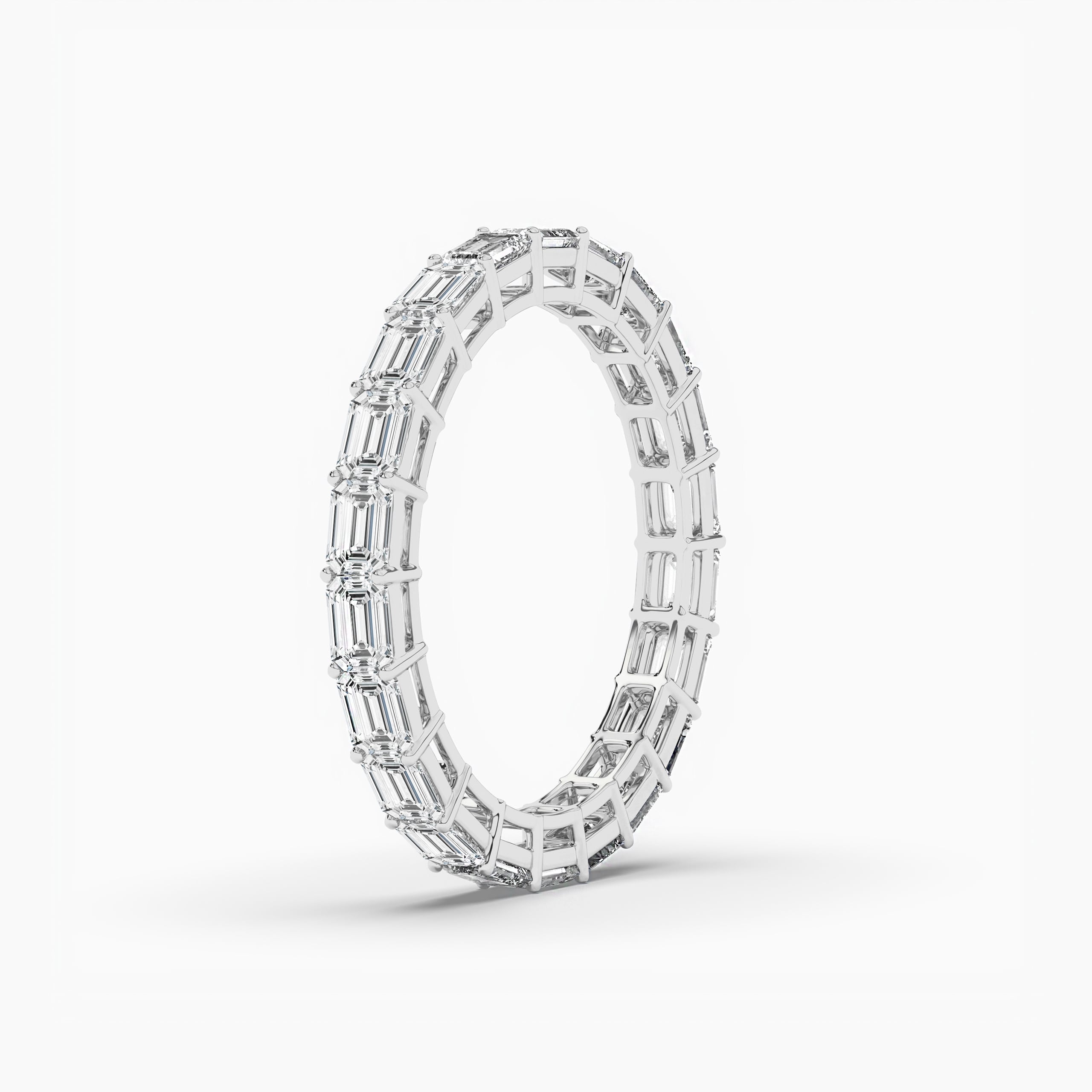 East-West Emerald Lab Grown Diamond Eternity Ring In White Gold
