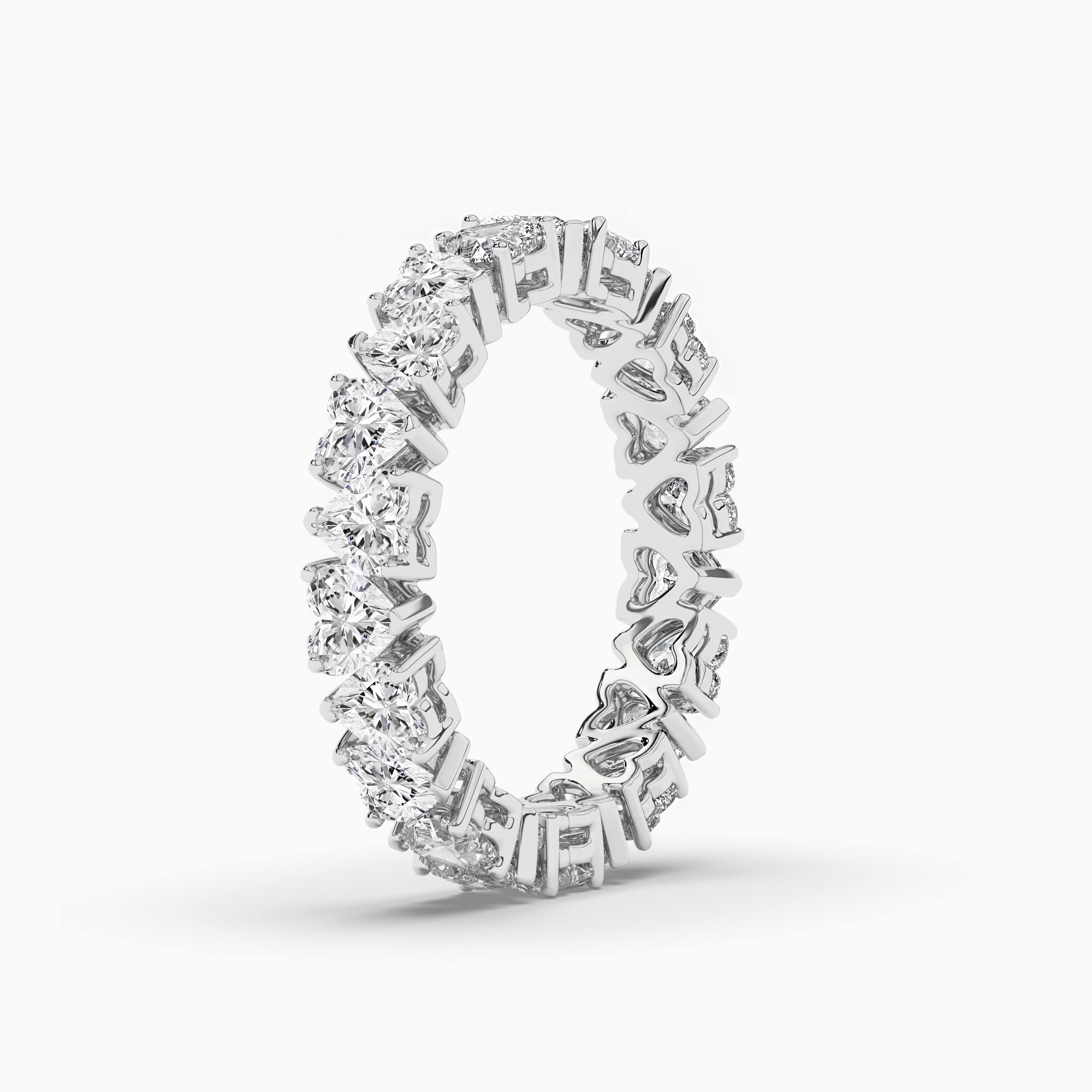 Eternity Ring with Heart Shaped Diamonds in White Gold