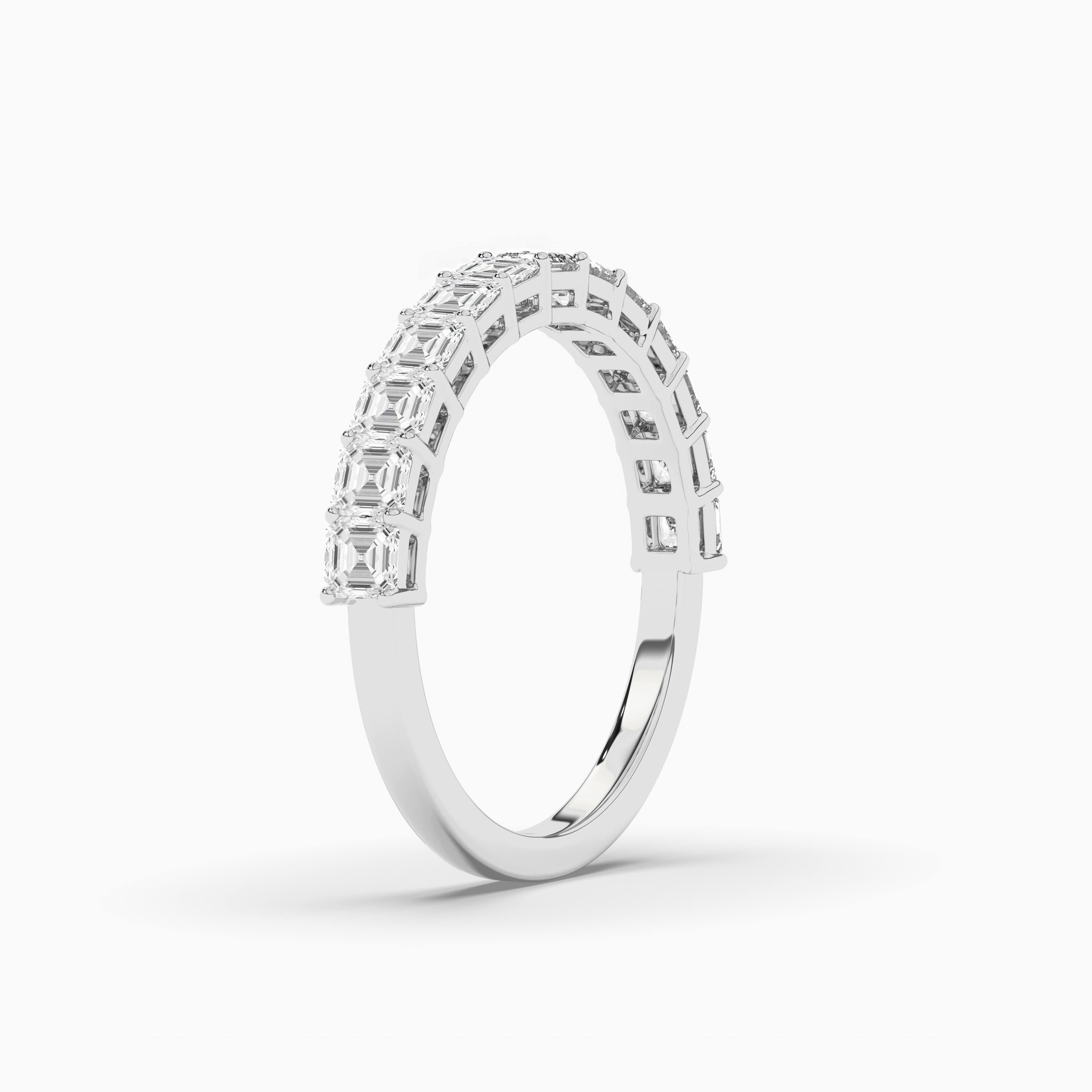 Asscher Cut Diamond Gold Half Eternity Ring