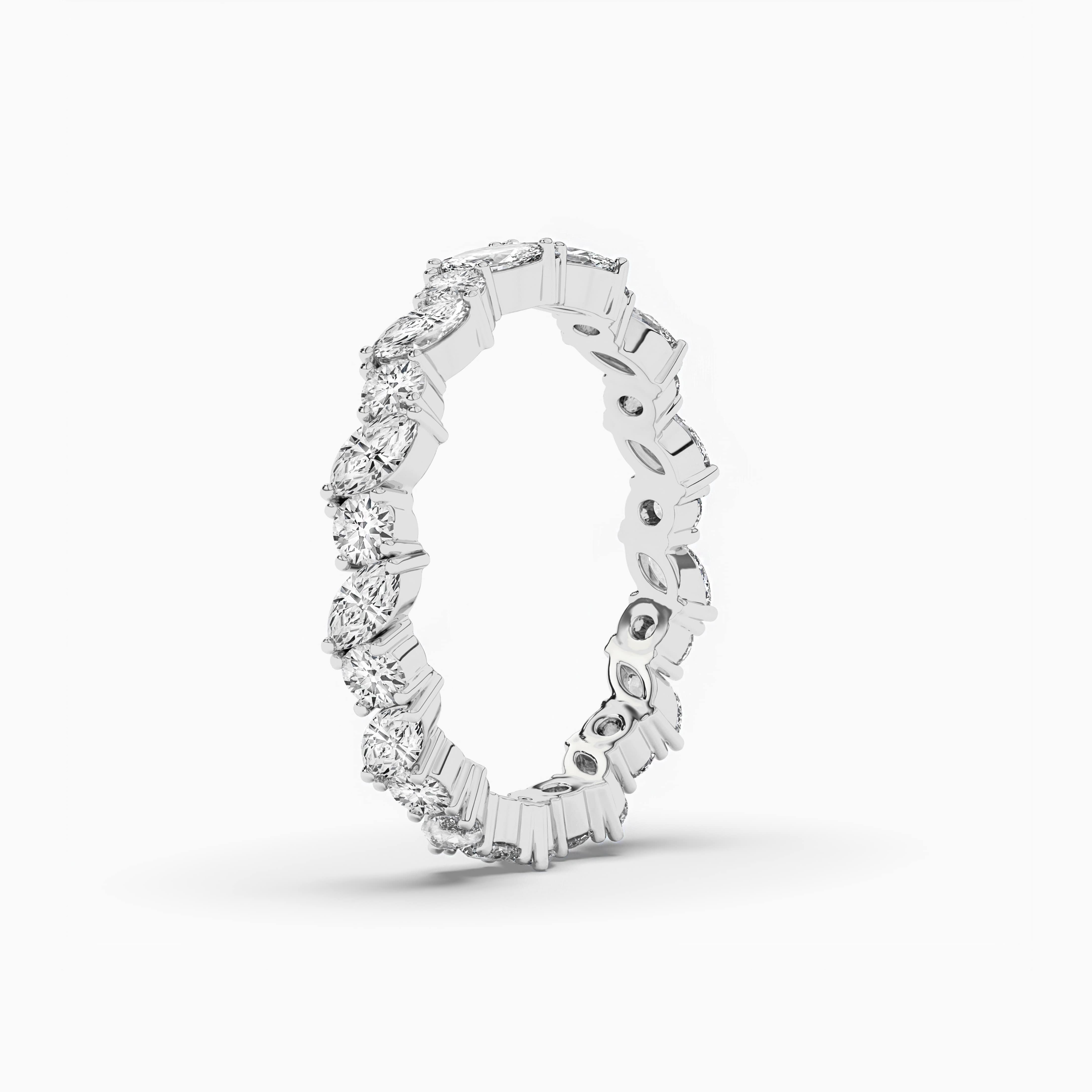 Marquise And Round Cut Multi Shape Eternity Wedding Band In White Gold