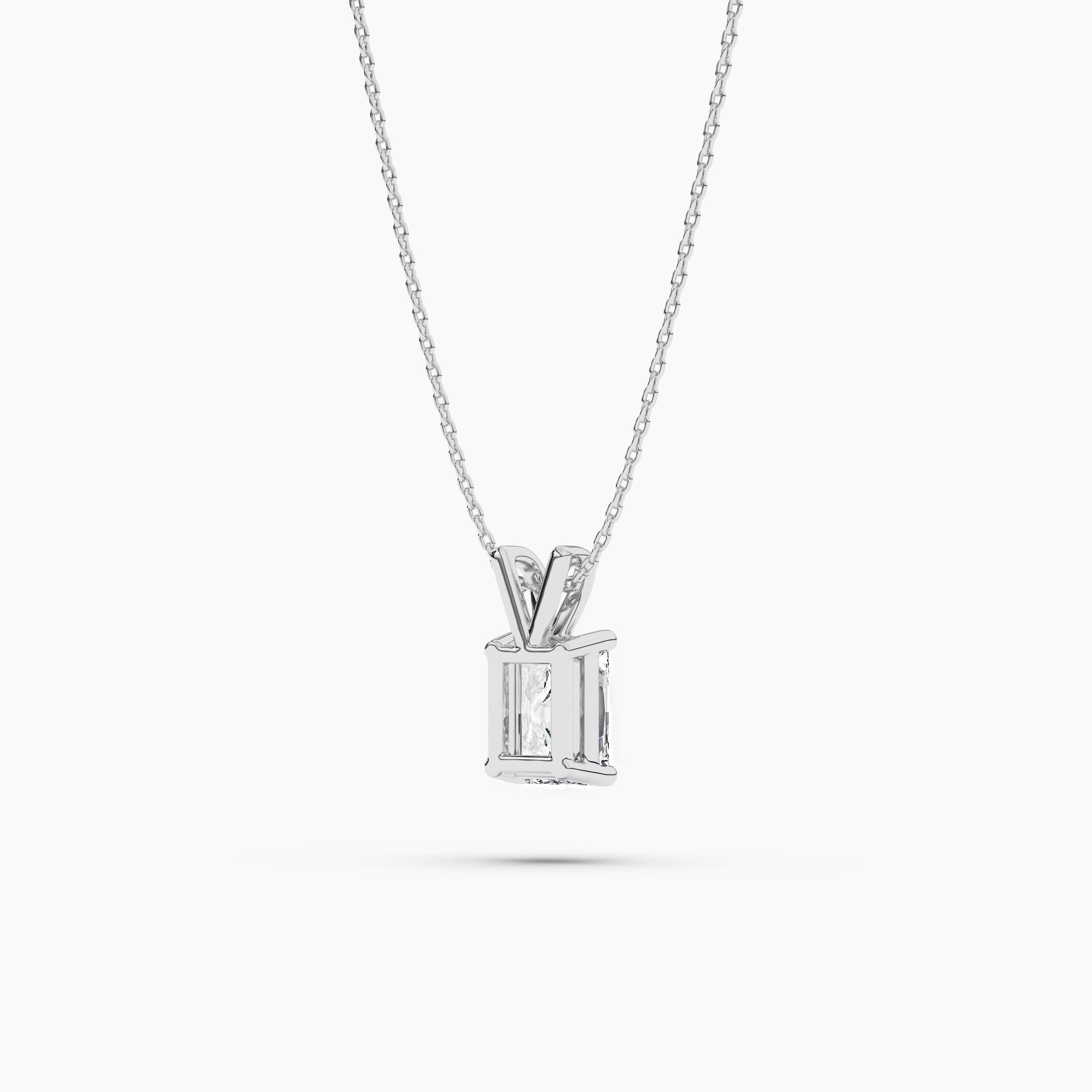 Radiant Cut Solitaire Moissanite Wedding, Anniversary Gift Neckless , White Gold