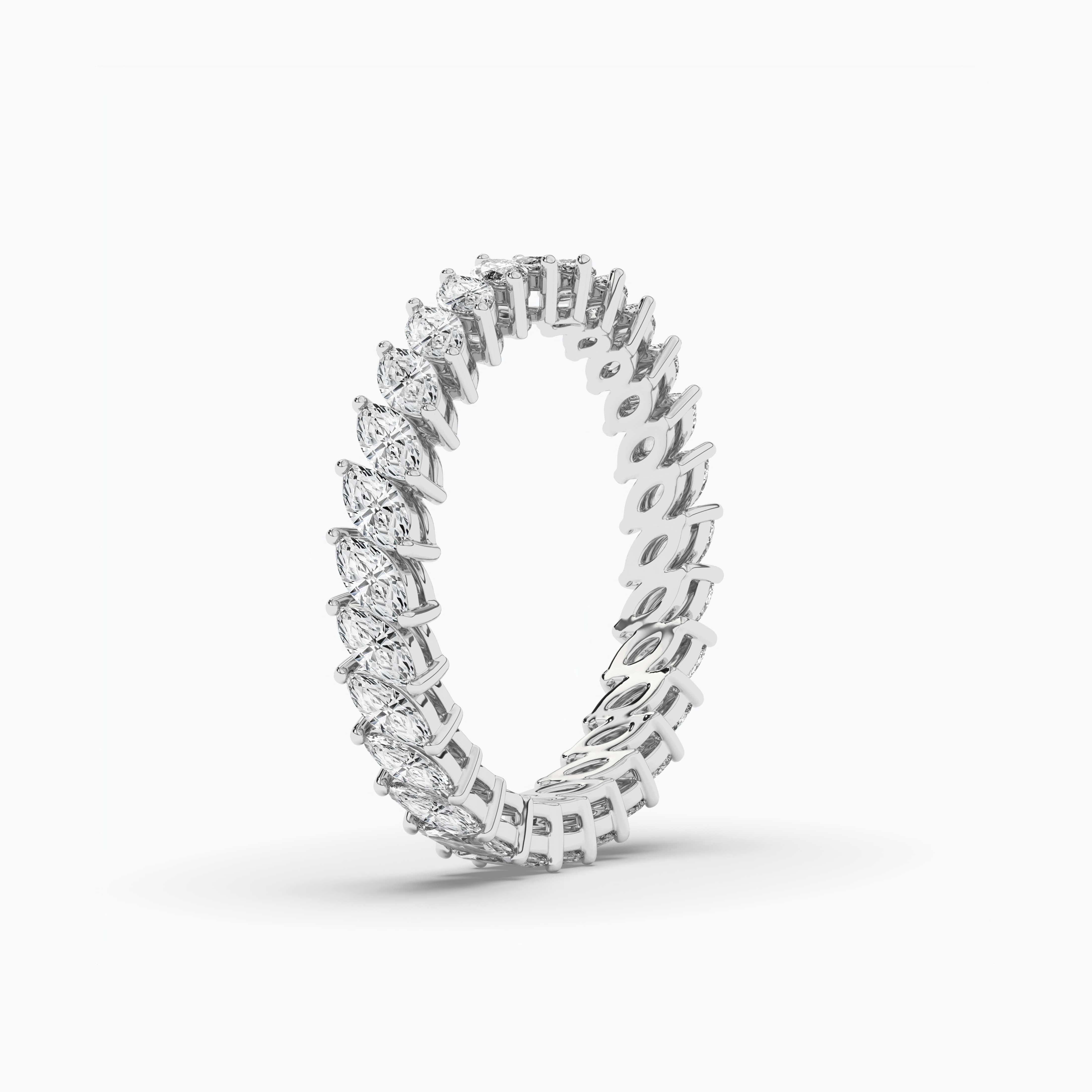 Marquise Cut Diamond Eternity Wedding Band In White Gold