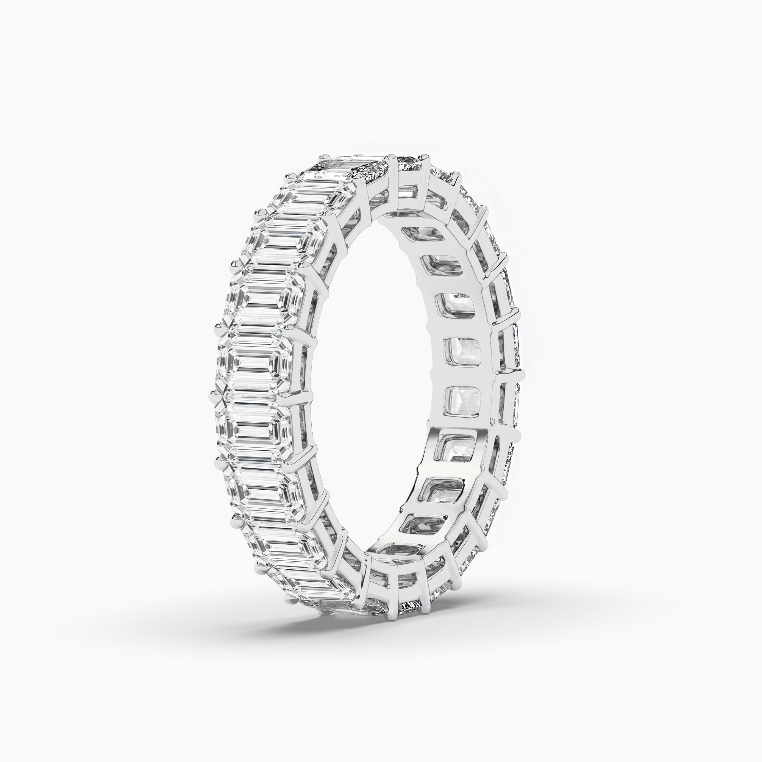 Emerald Cut Eternity Engagement Ring In White Gold