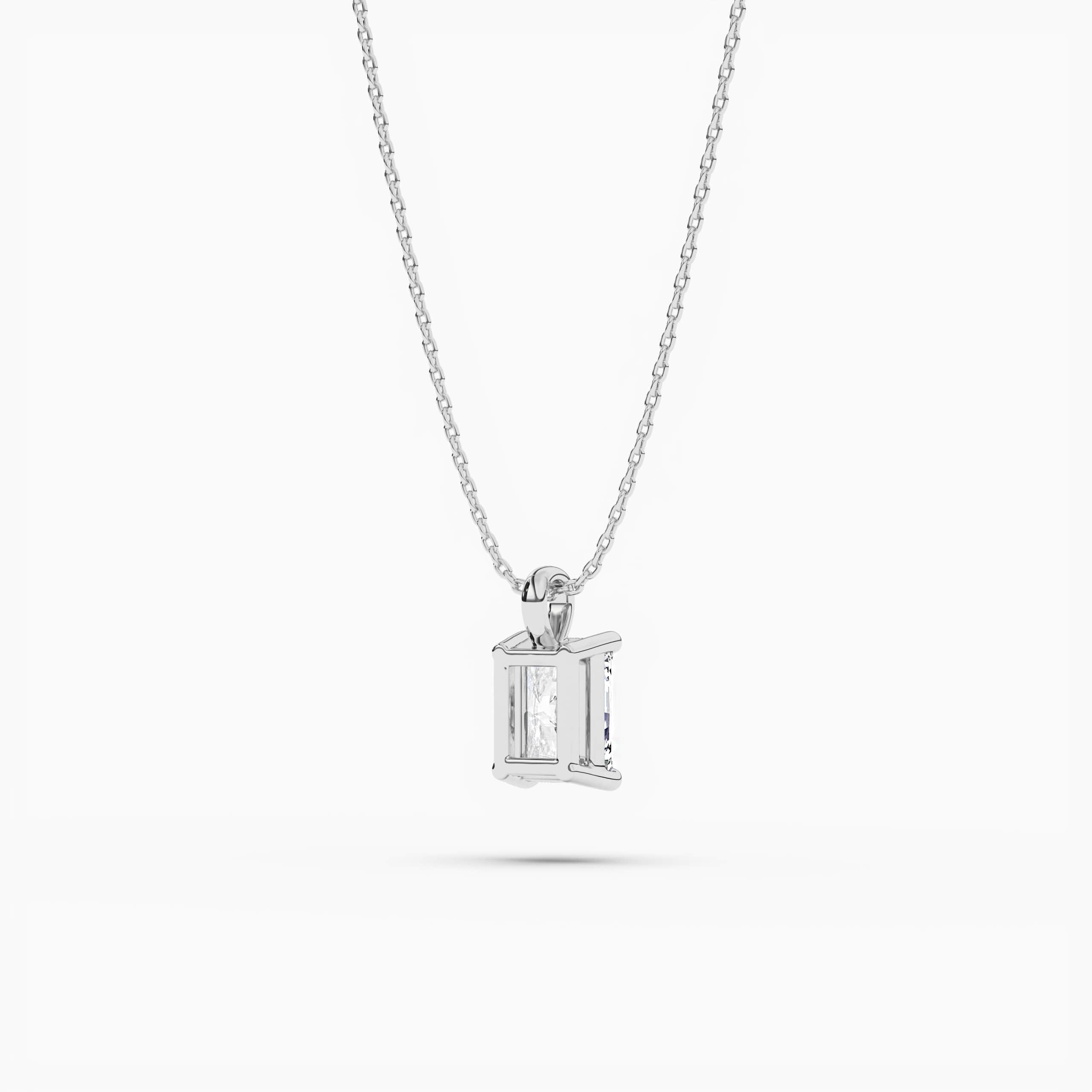 Radiant Cut solitaire diamond White Gold Necklace