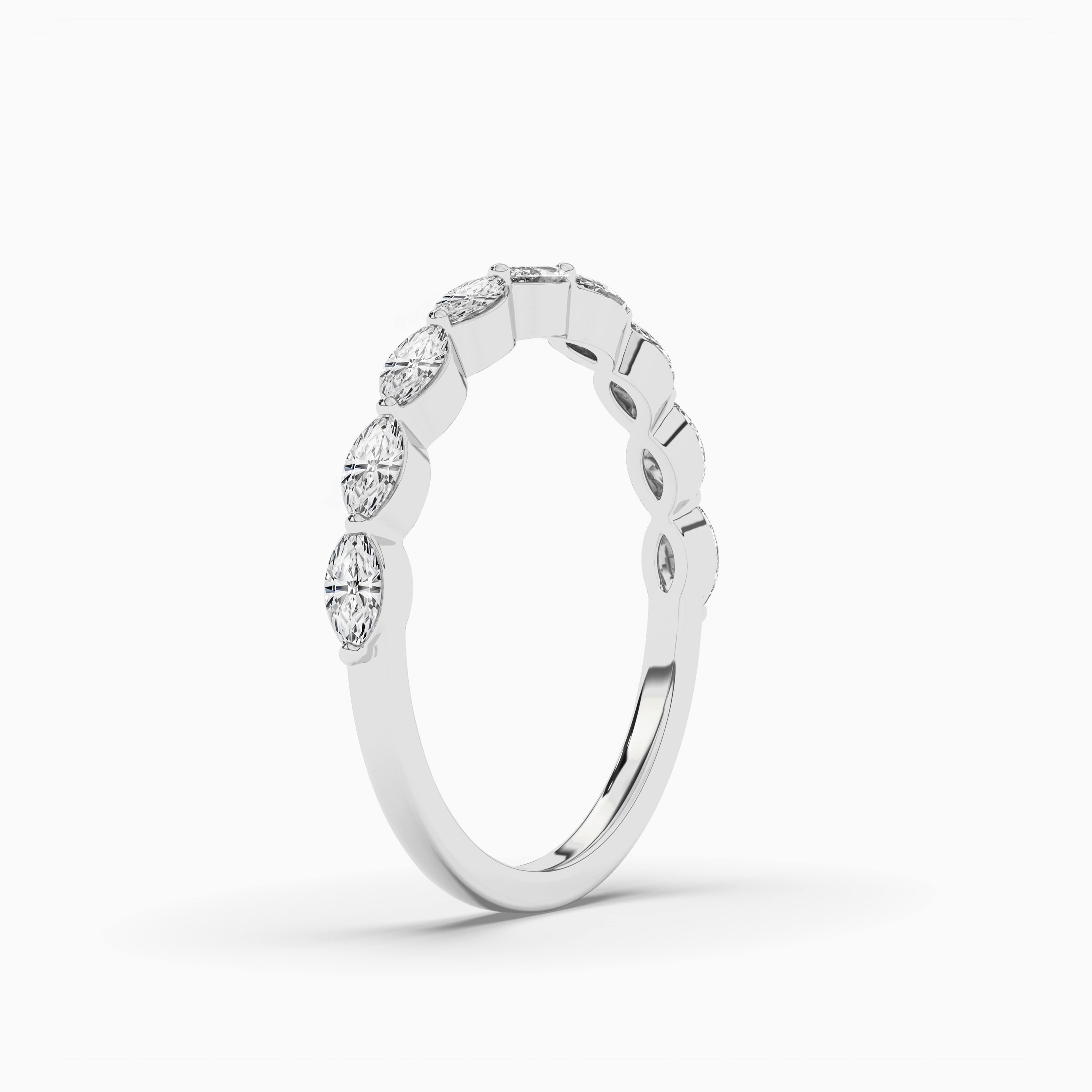 Half Eternity Marquise Lab Grown Wedding Band In White Gold