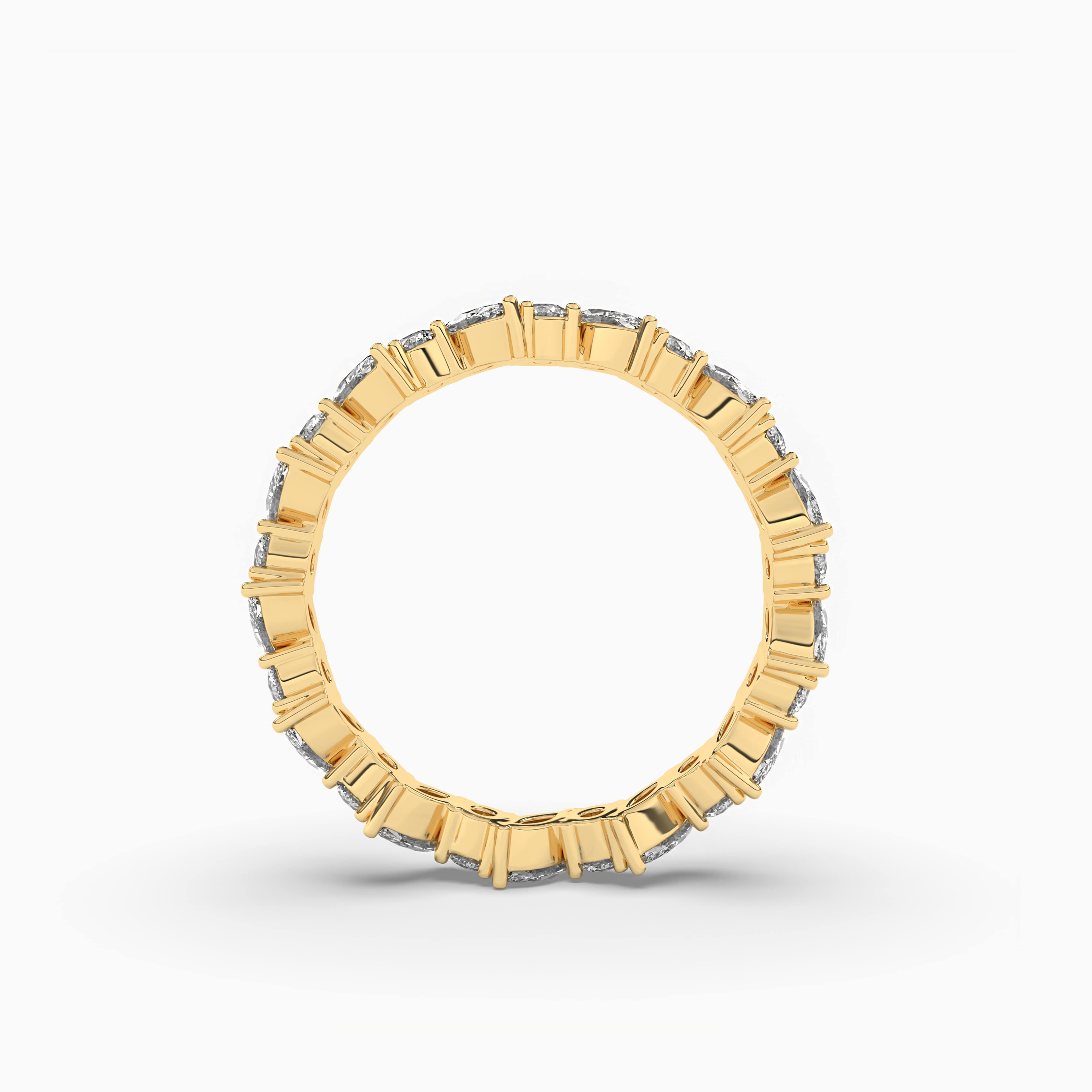 Yellow Gold Marquise And Round Cut Eternity Wedding Band