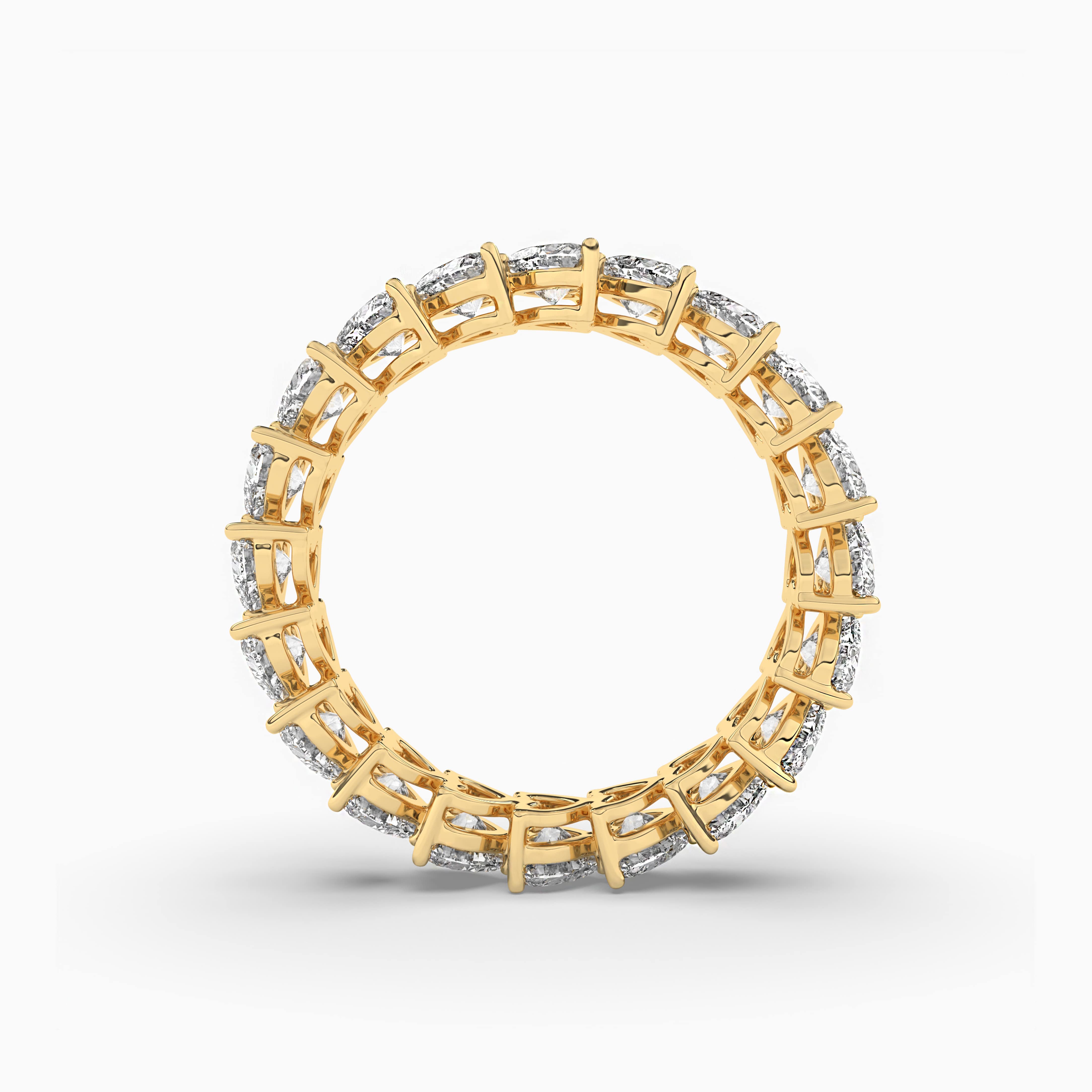 Eternity Ring with Heart Shaped Diamonds in Yellow Gold