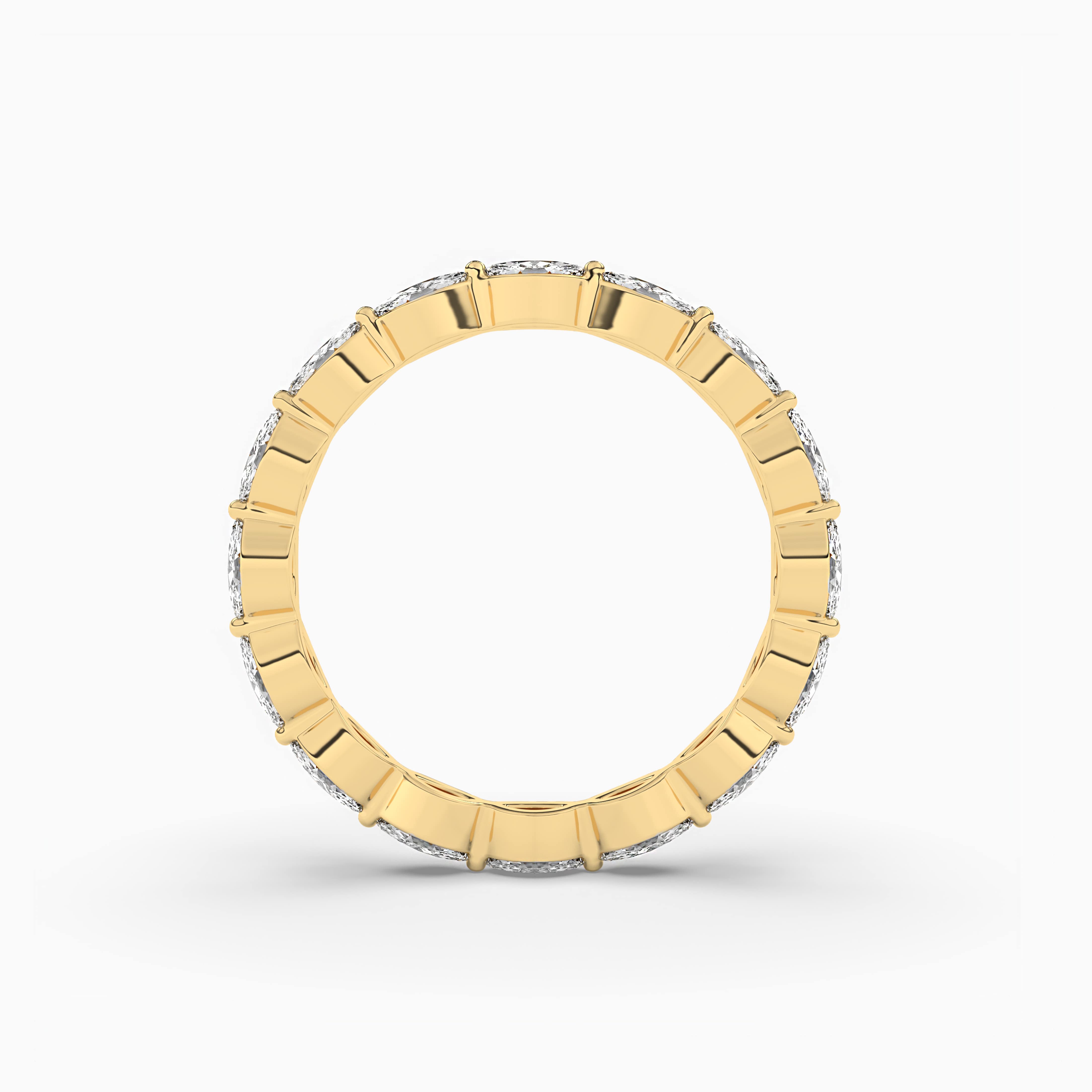 East-West Marquise and Round Eternity Ring In Yellow Gold