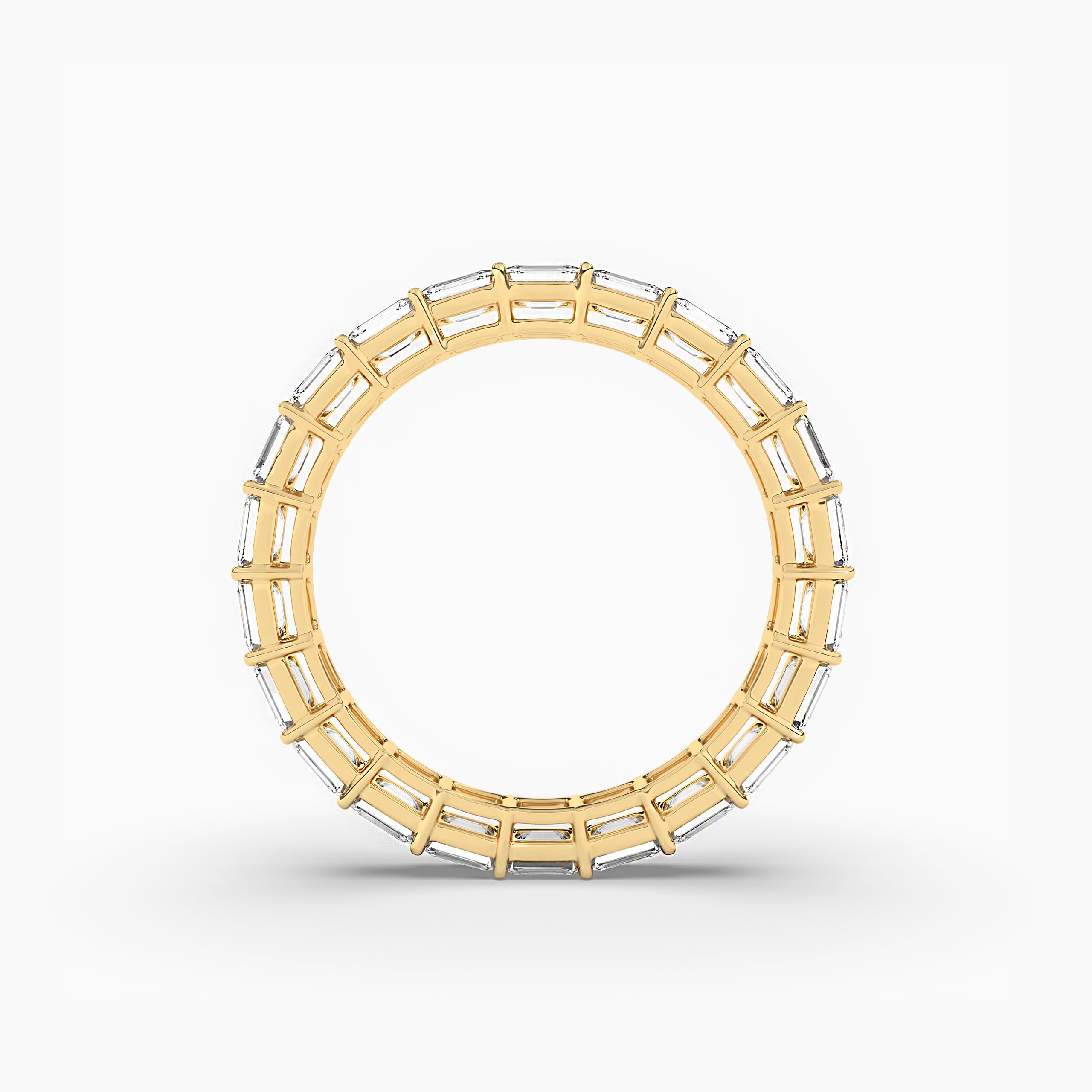 East West Emerald Cut Diamond in Eternity Ring In Yellow Gold