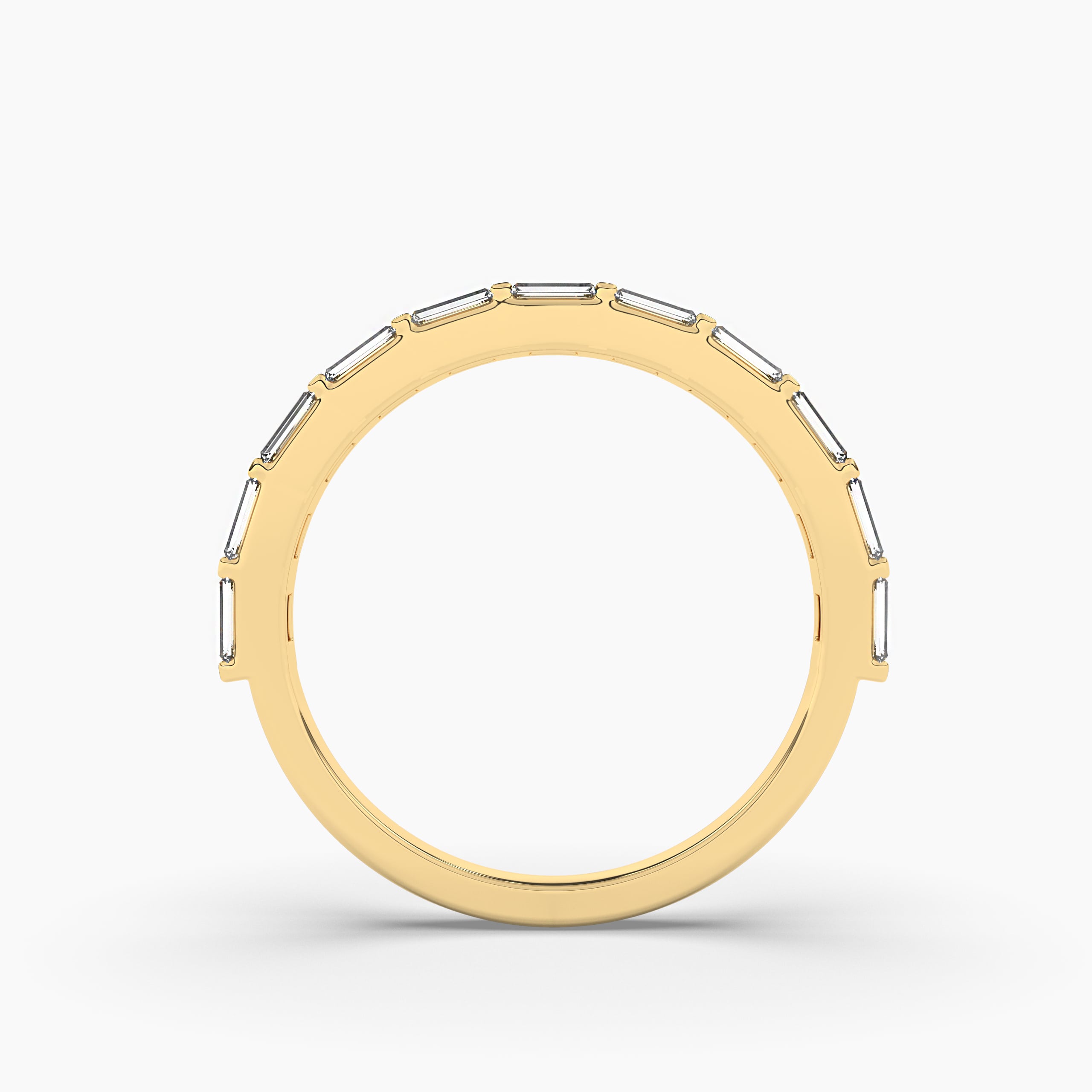 Baguette Sapphire White Baguette Ring In Yellow Gold