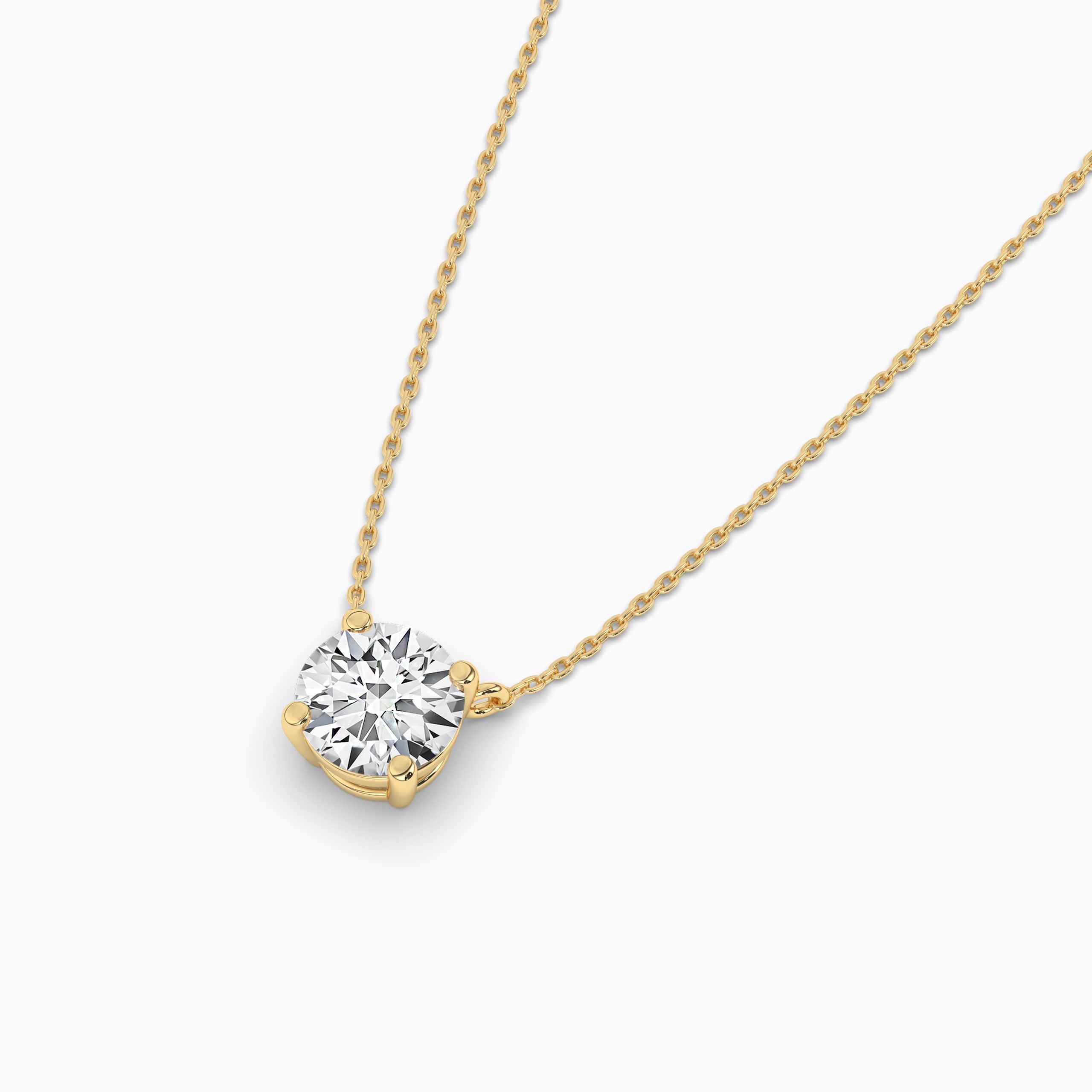 Round-Cut Diamond Solitaire Pendant in Yellow  Gold 