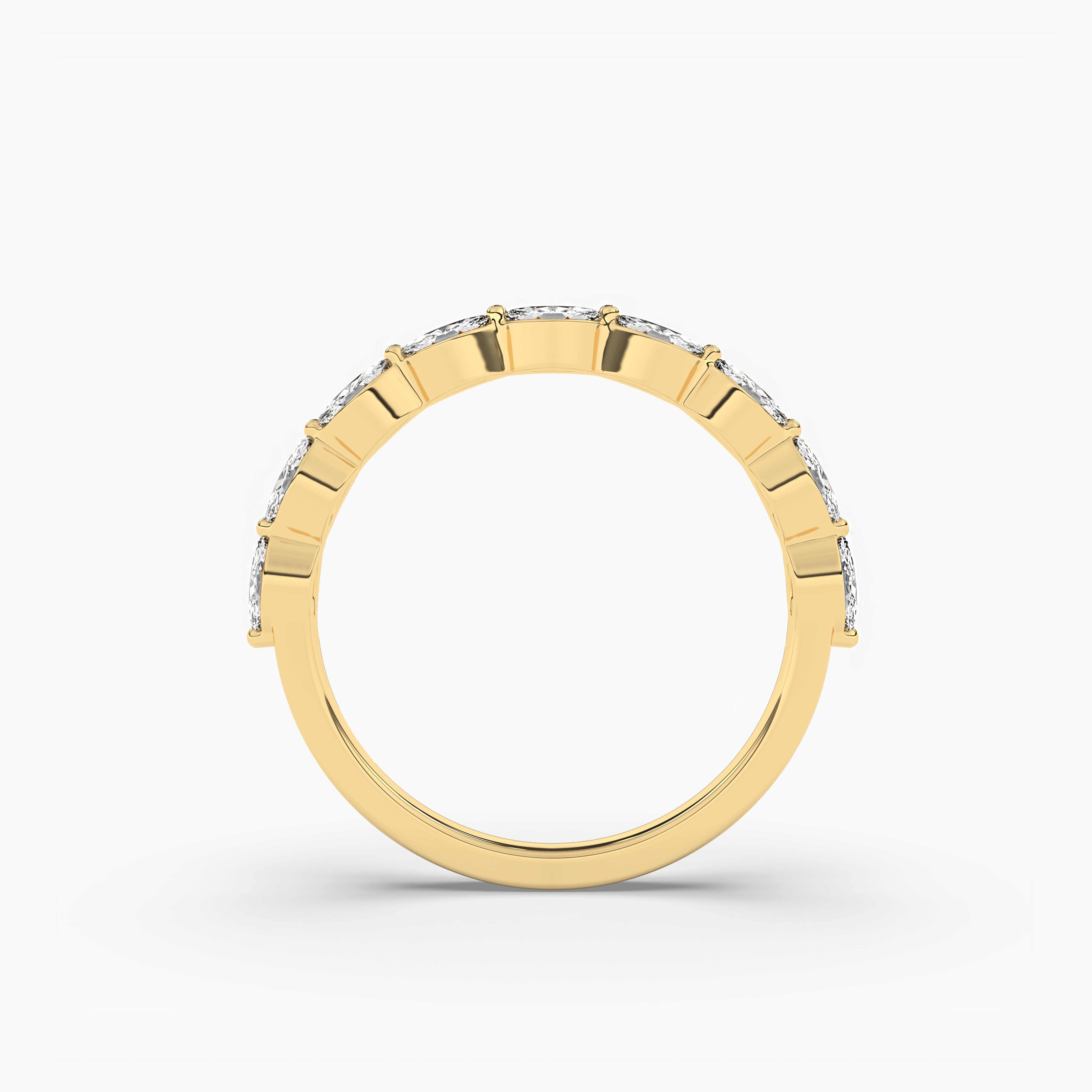 Yellow Gold Marquise Shape Moissanite Diamond Eternity Style Ring