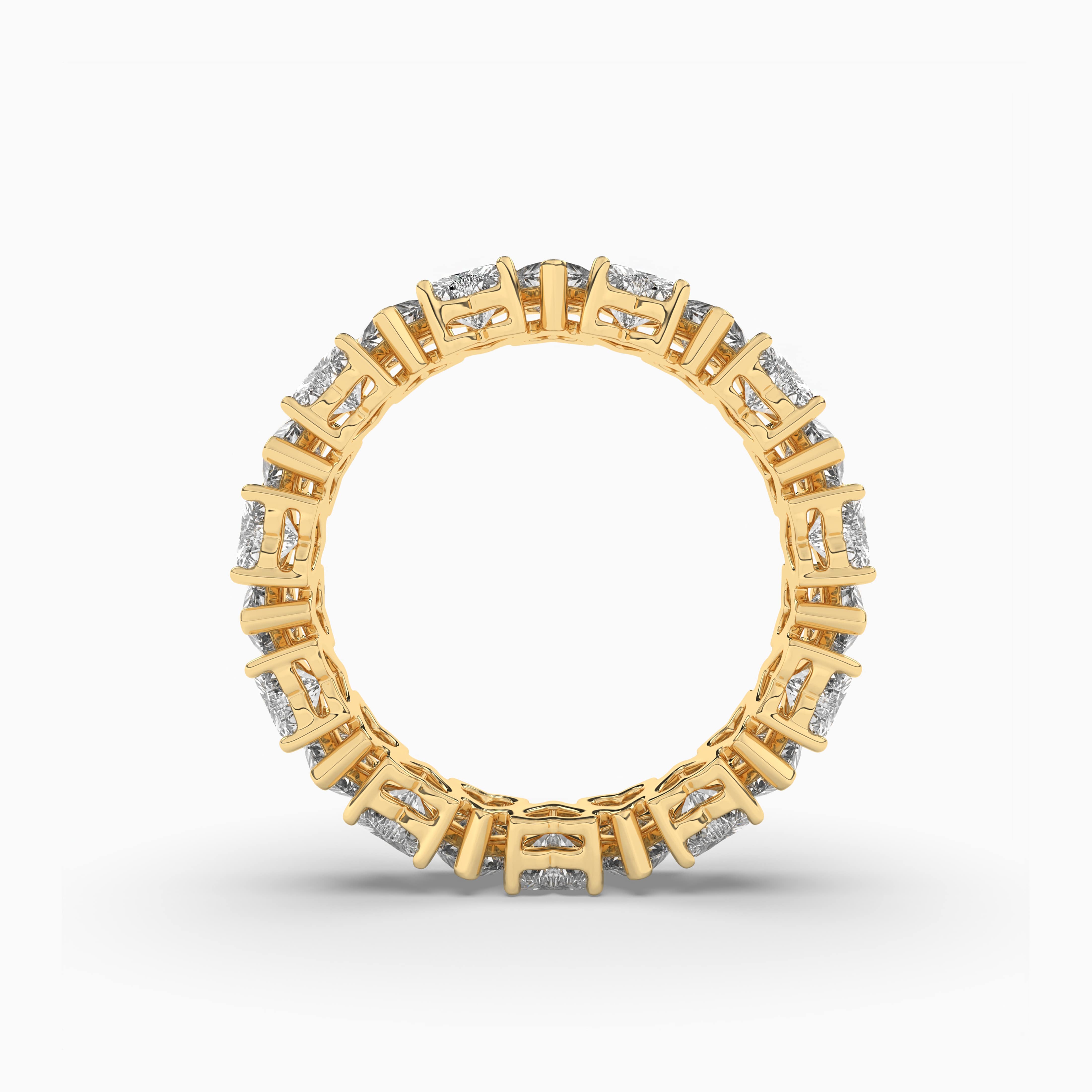 Yellow Gold Heart Shape Eternity Band For Engagement Gift For Woman