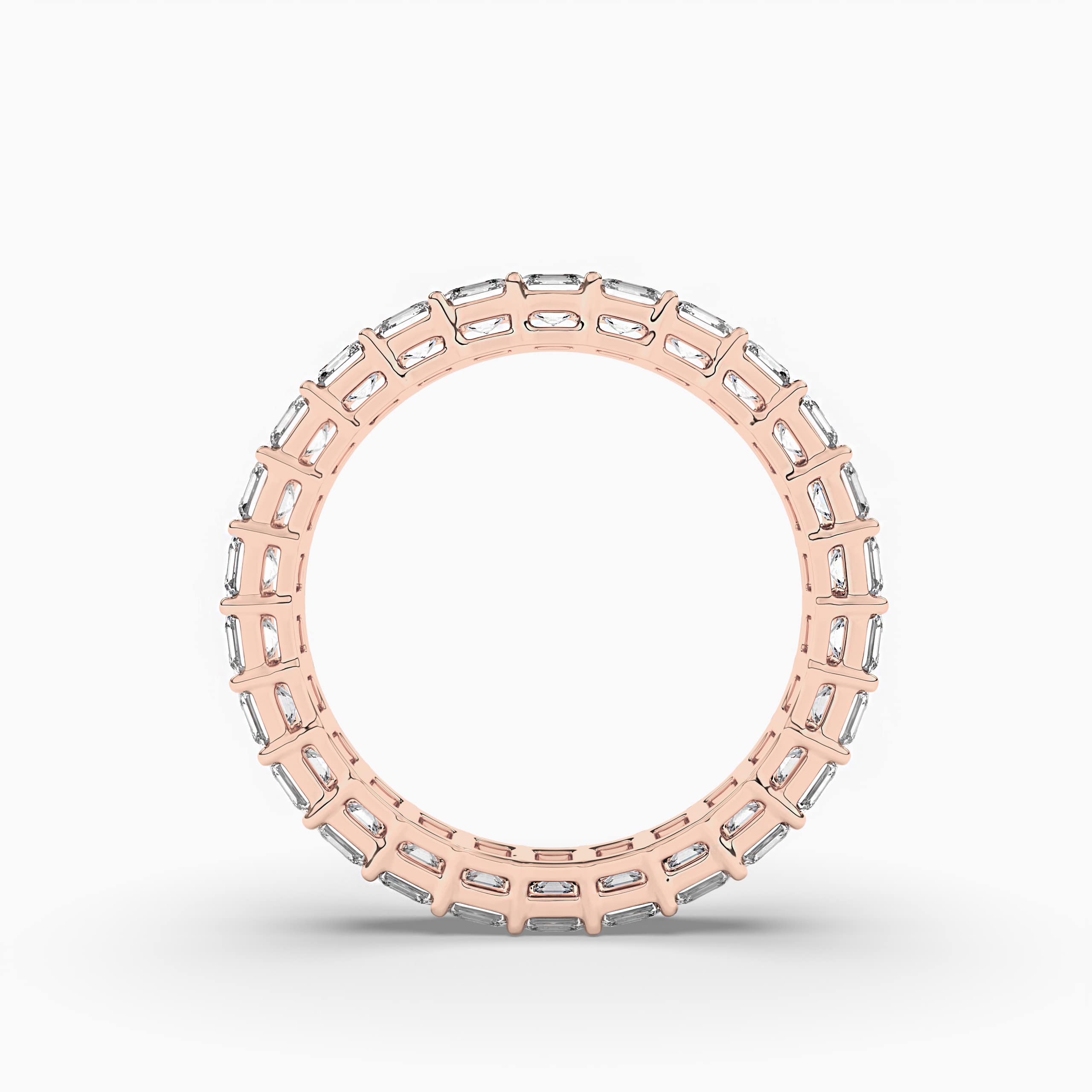 Eternity Ring with Prong Set Asscher Cut Diamonds in Rose Gold
