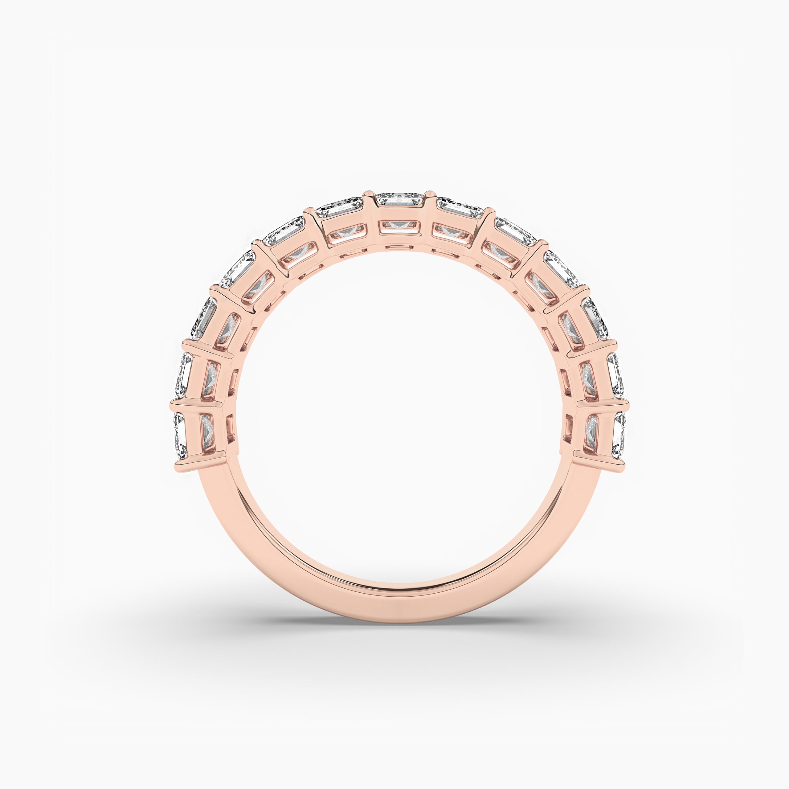Emerald Cut Lab Grown Diamond Eternity Wedding Ring In Rose Gold