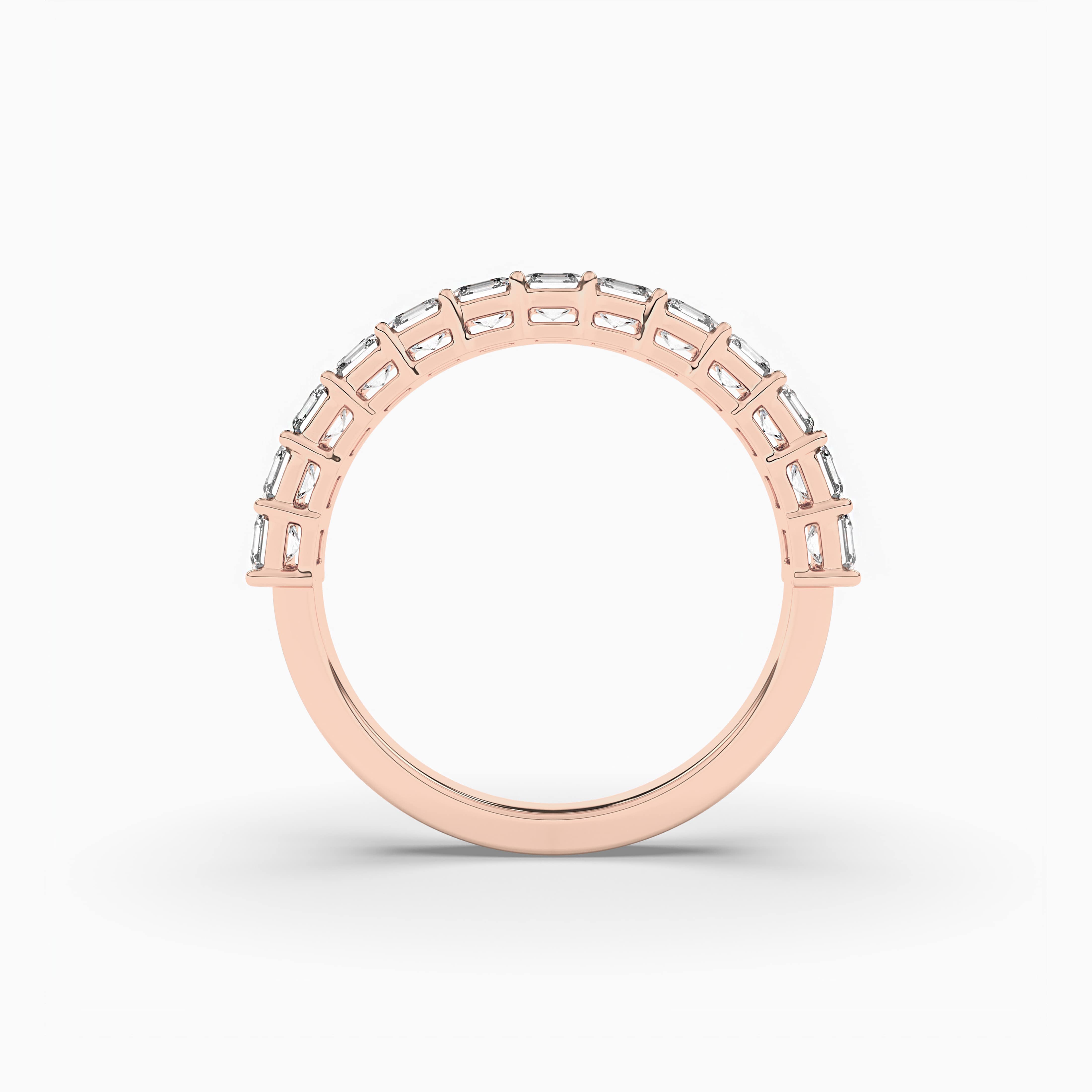 Asscher Cut Diamond Band Rose Gold For Engagement Ring