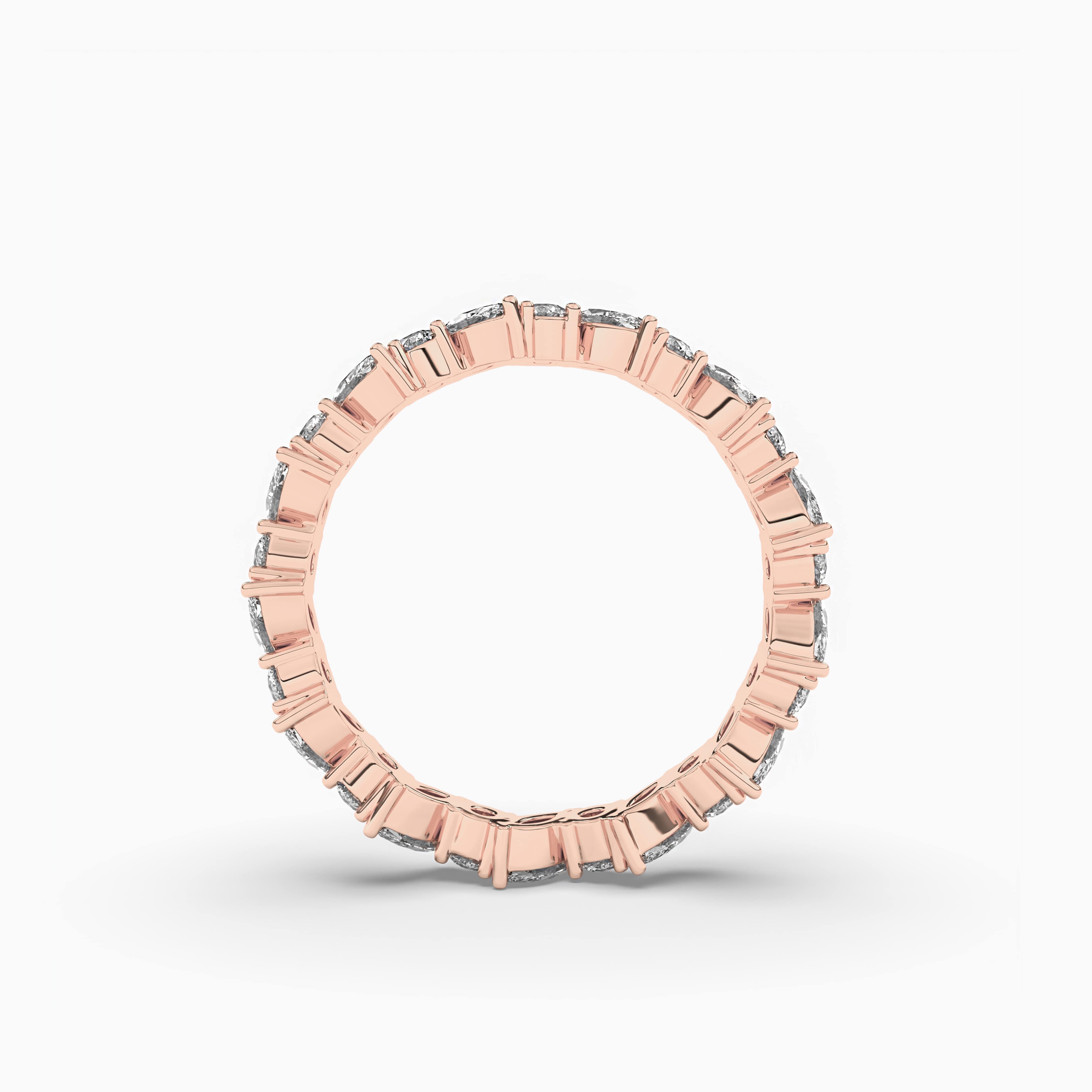 Marquise And Round Multi Shape Eternity Wedding Band In Rose Gold For Woman Gift