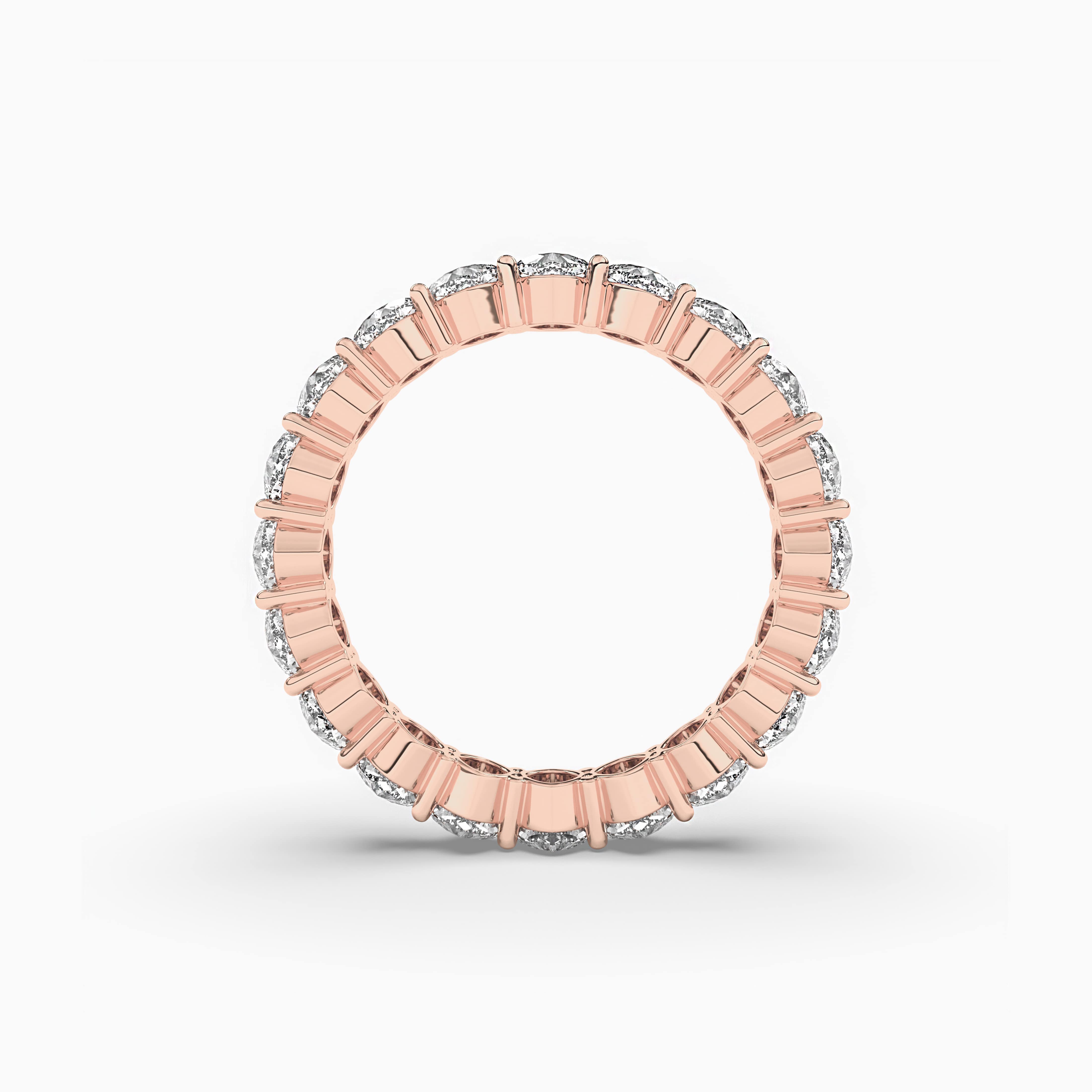 Cushion Cut Diamond Eternity Band in Rose Gold