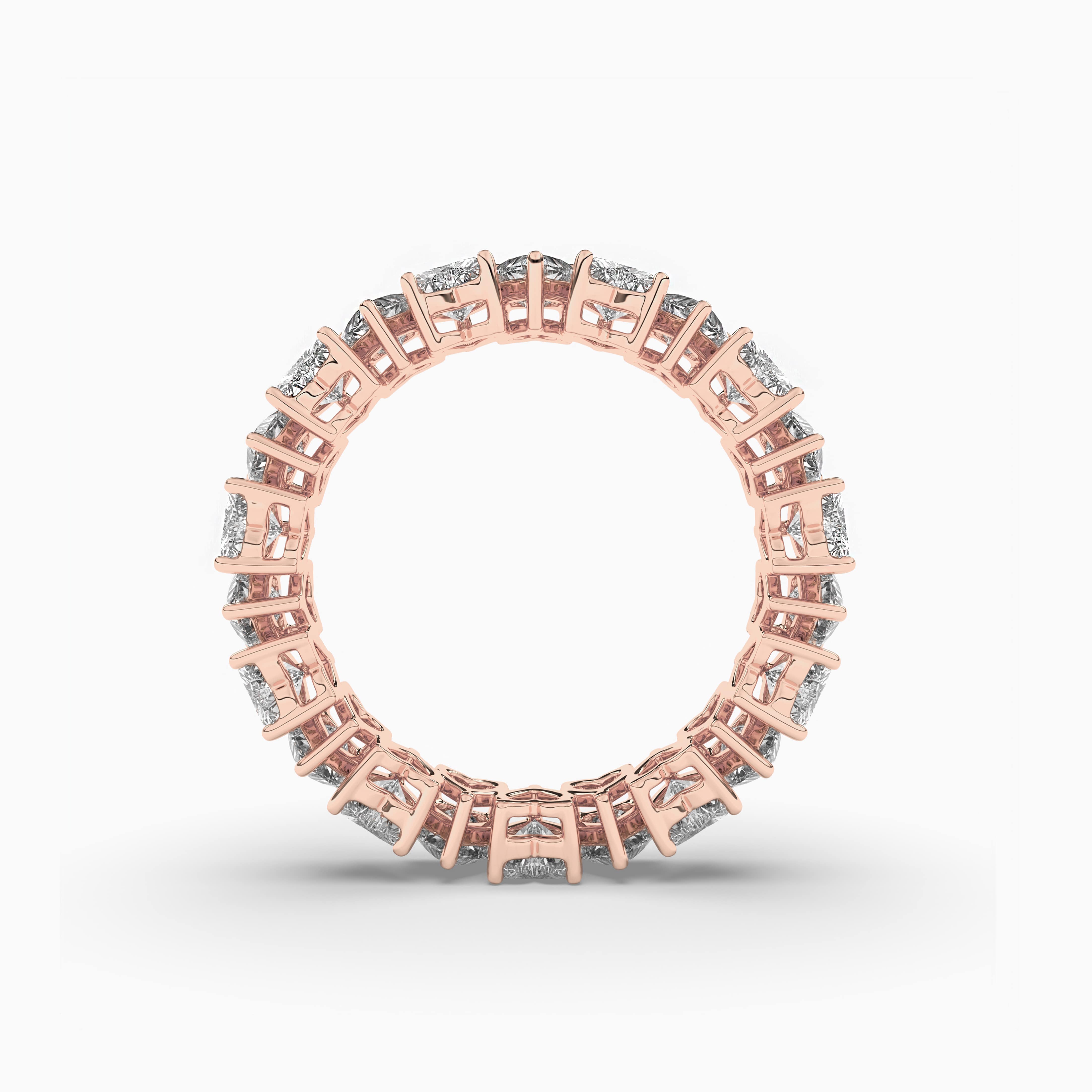 Heart Cut Eternity Wedding Band In Rose Gold In Moissanite Diamond Band